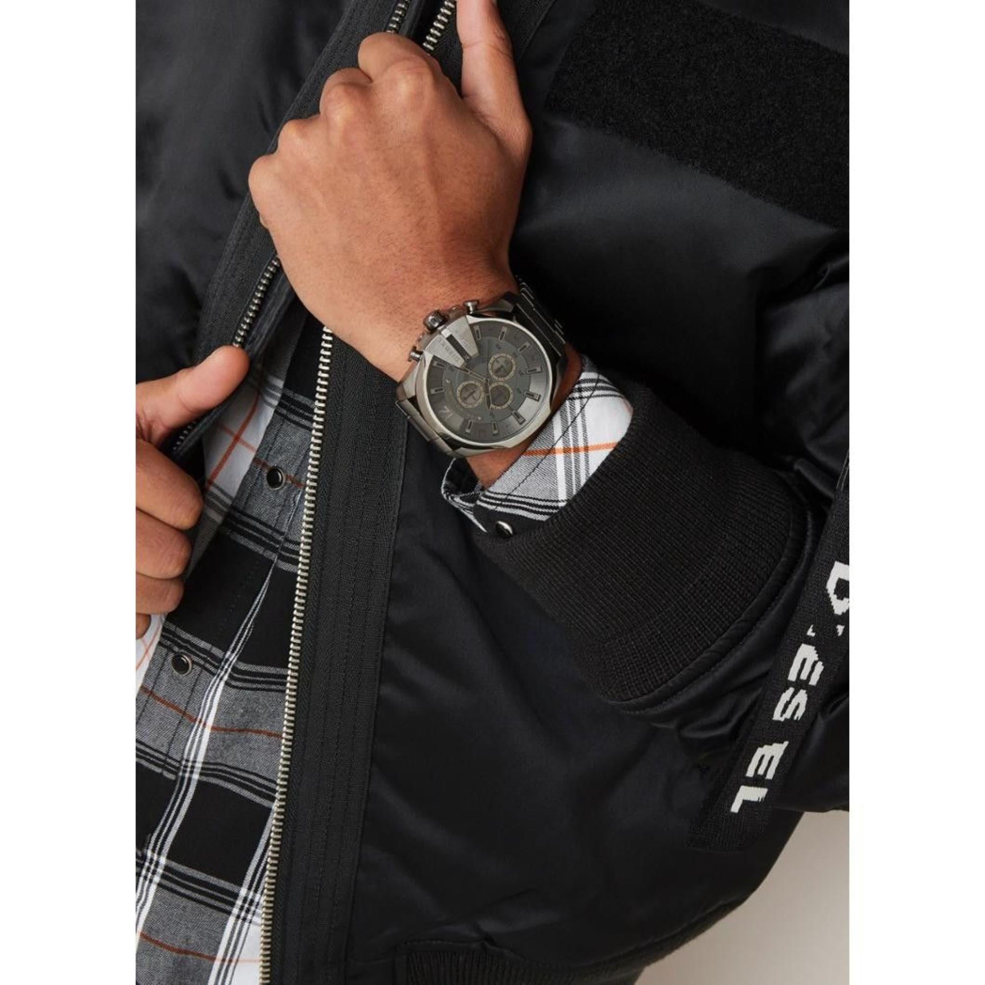 Diesel Mega Chief Chronograph Gunmetal Stainless Steel Strap Grey Dial Men's Watch DZ4282