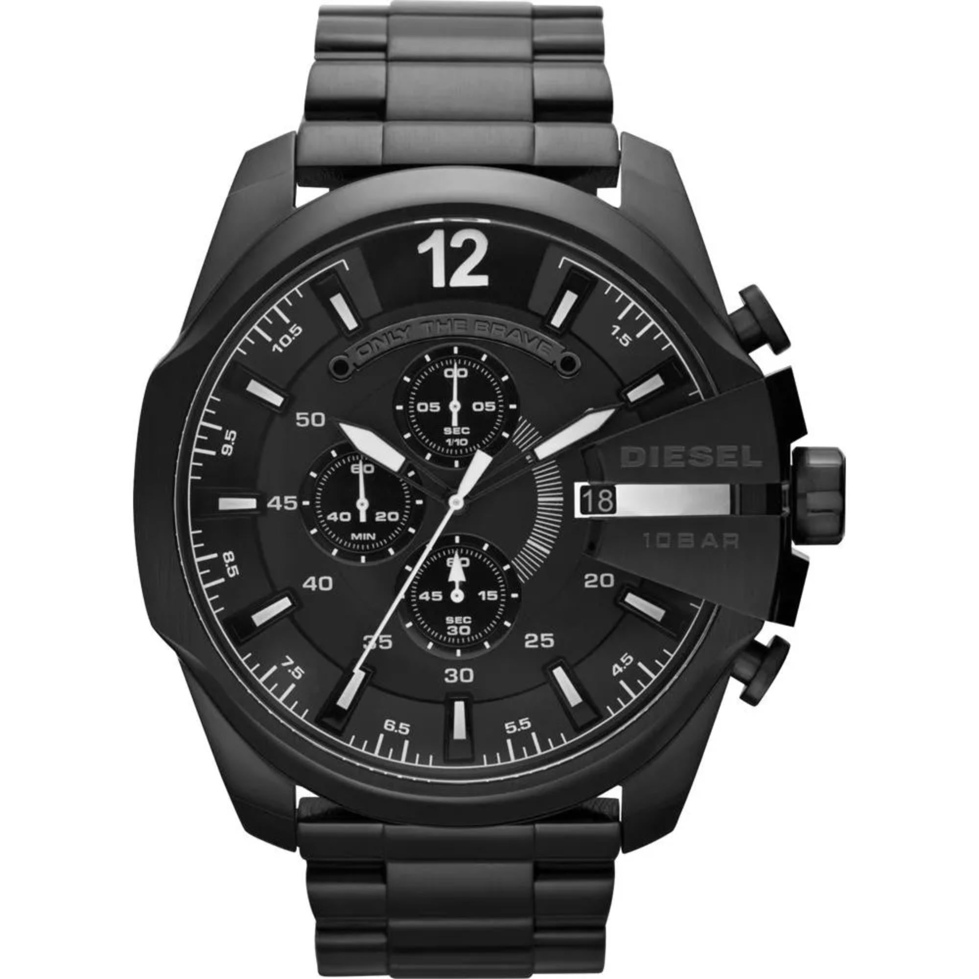Diesel Mega Chief Chronograph Black Stainless Steel Strap Black Dial Men's Watch DZ4283