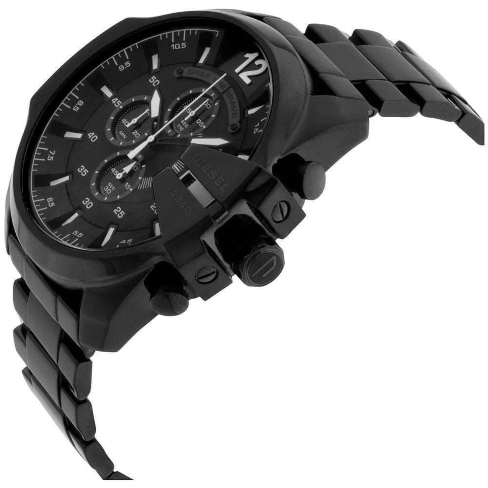 Diesel Mega Chief Chronograph Black Dial Steel Strap Men's Watch DZ4283