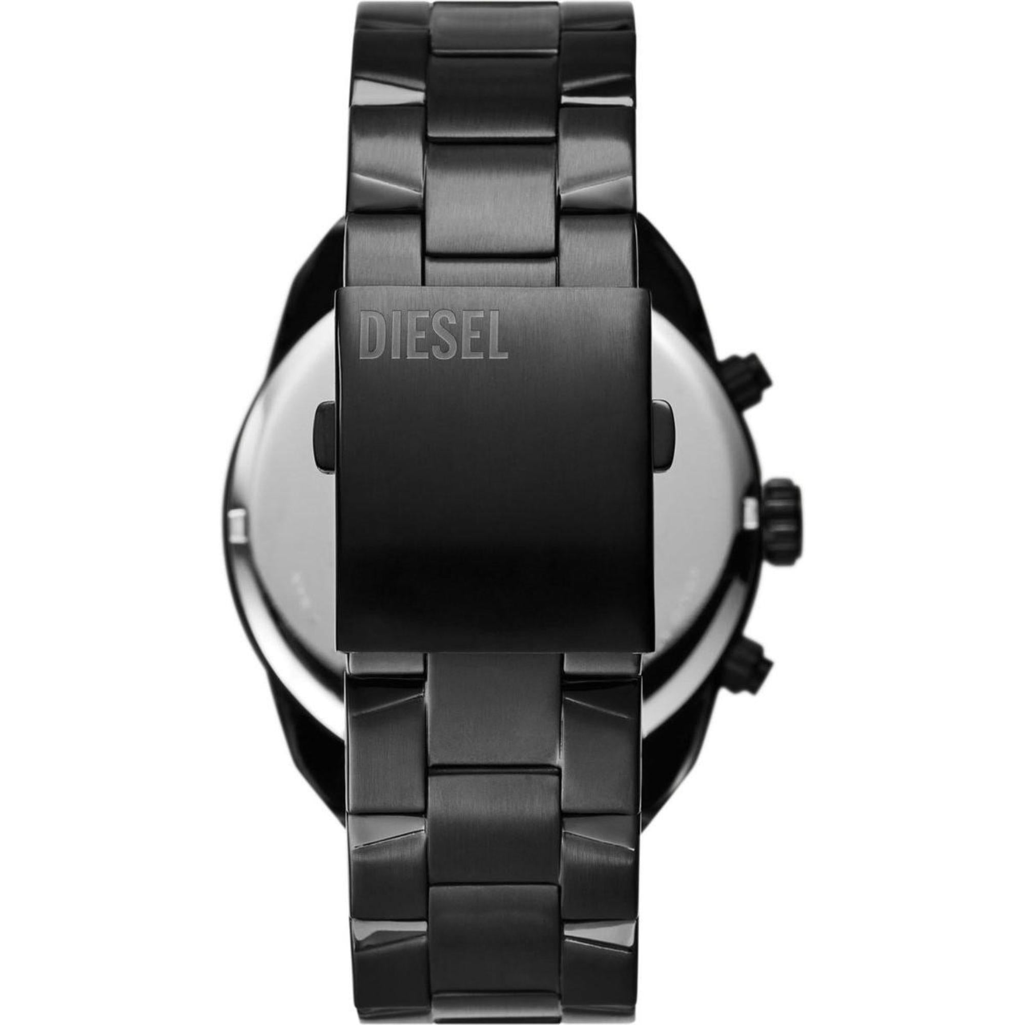Diesel Spiked Chronograph Black Dial Steel Strap Men's Watch DZ4644