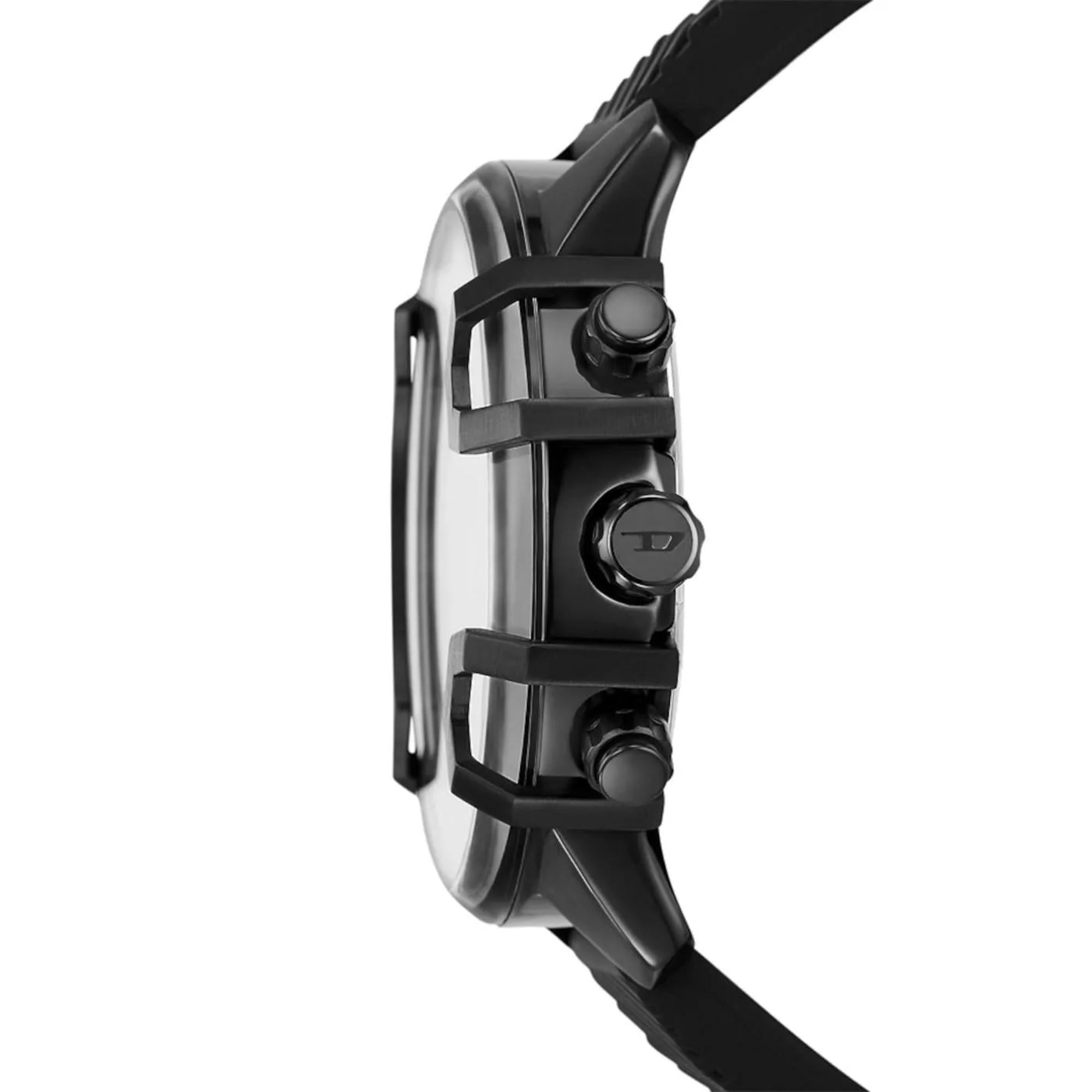 Diesel Griffed Chronograph Black Silicone Black Dial Men's Watch and Bracelet Set DZ4650SET