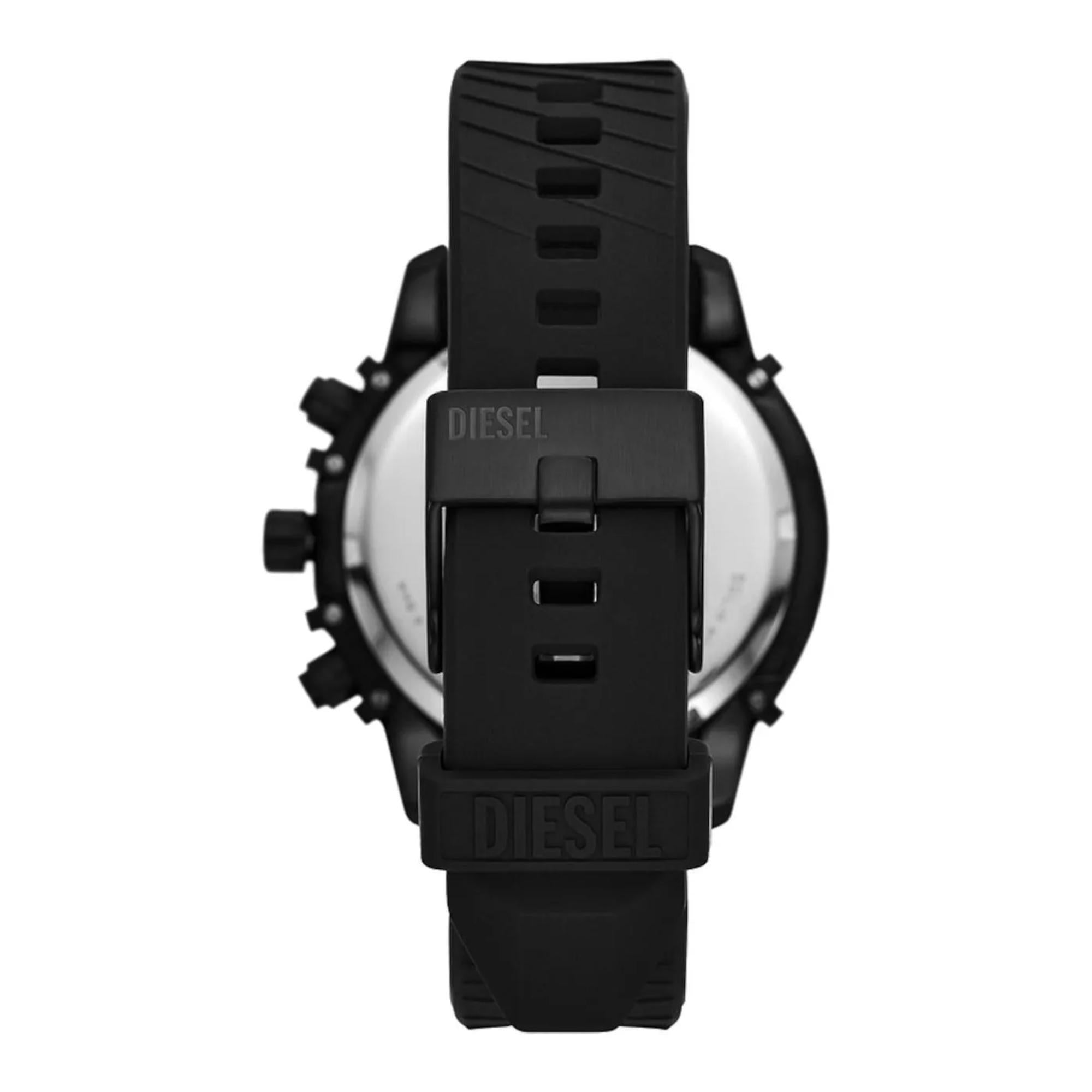 Diesel Griffed Chronograph Black Silicone Black Dial Men's Watch and Bracelet Set DZ4650SET