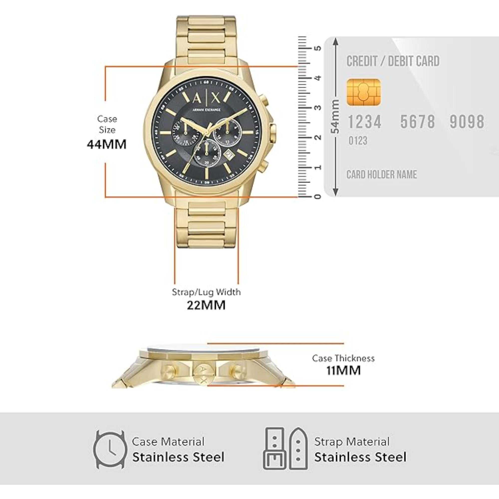 Armani Exchange Chronograph Gold-Tone Stainless Steel Gray Dial Men's Watch AX1721