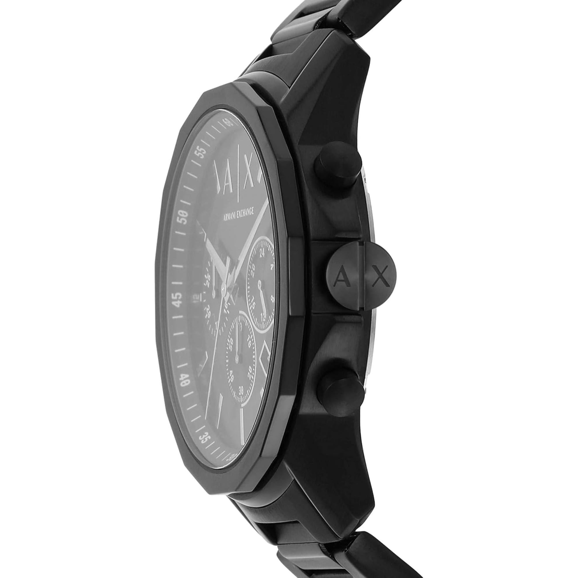 Armani Exchange Banks 44mm Chronograph Black Dial Steel Mens Quartz Watch AX1722