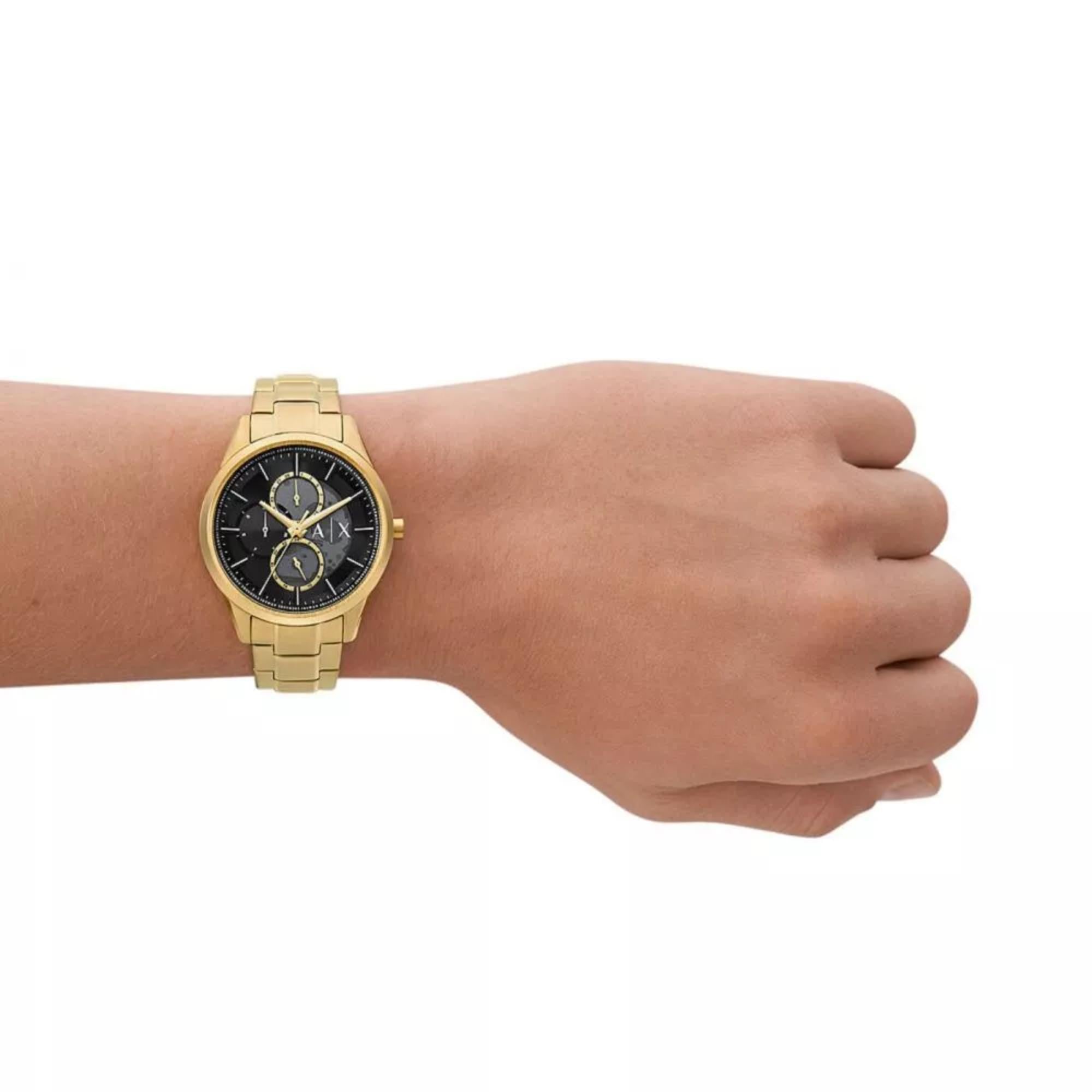 Armani Exchange Dante Chronograph Quartz Gold-Tone Stainless Steel Black Dial Men's Watch AX1875