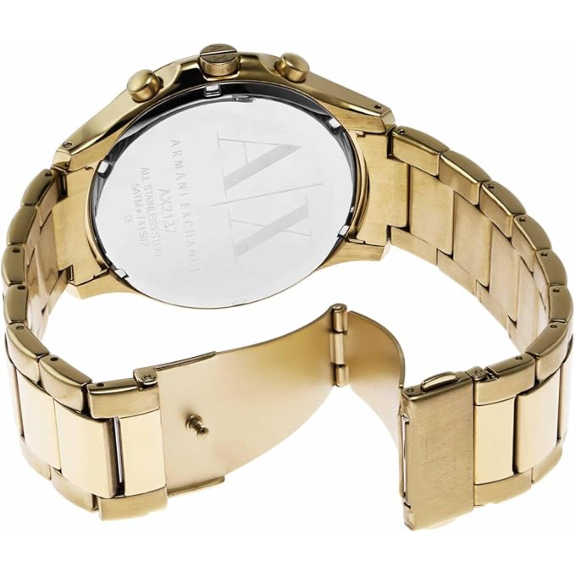 Armani Exchange Chronograph Gold-Tone Stainless Steel Black Dial Men's Watch AX2137