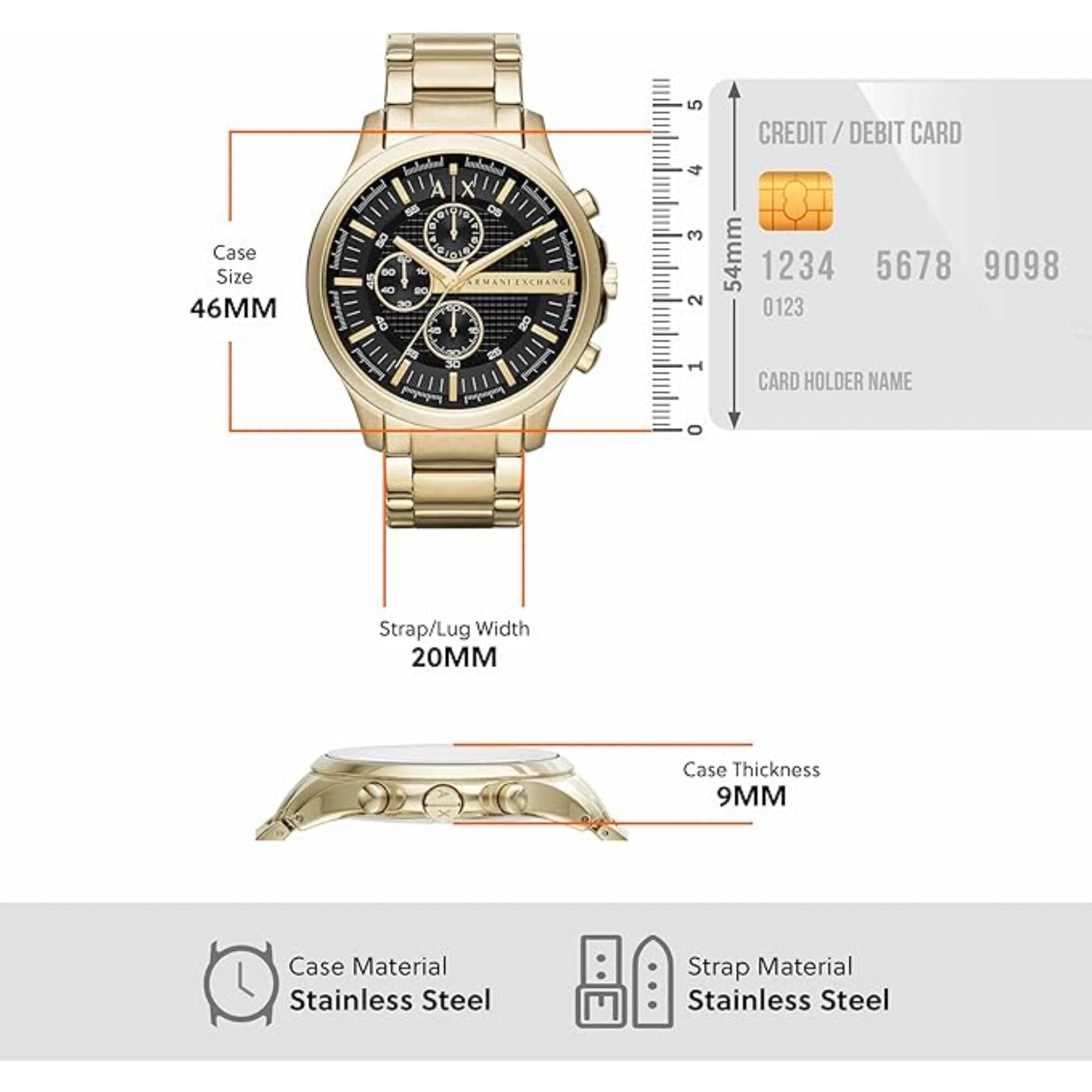 Armani Exchange Chronograph Gold-Tone Stainless Steel Black Dial Men's Watch AX2137