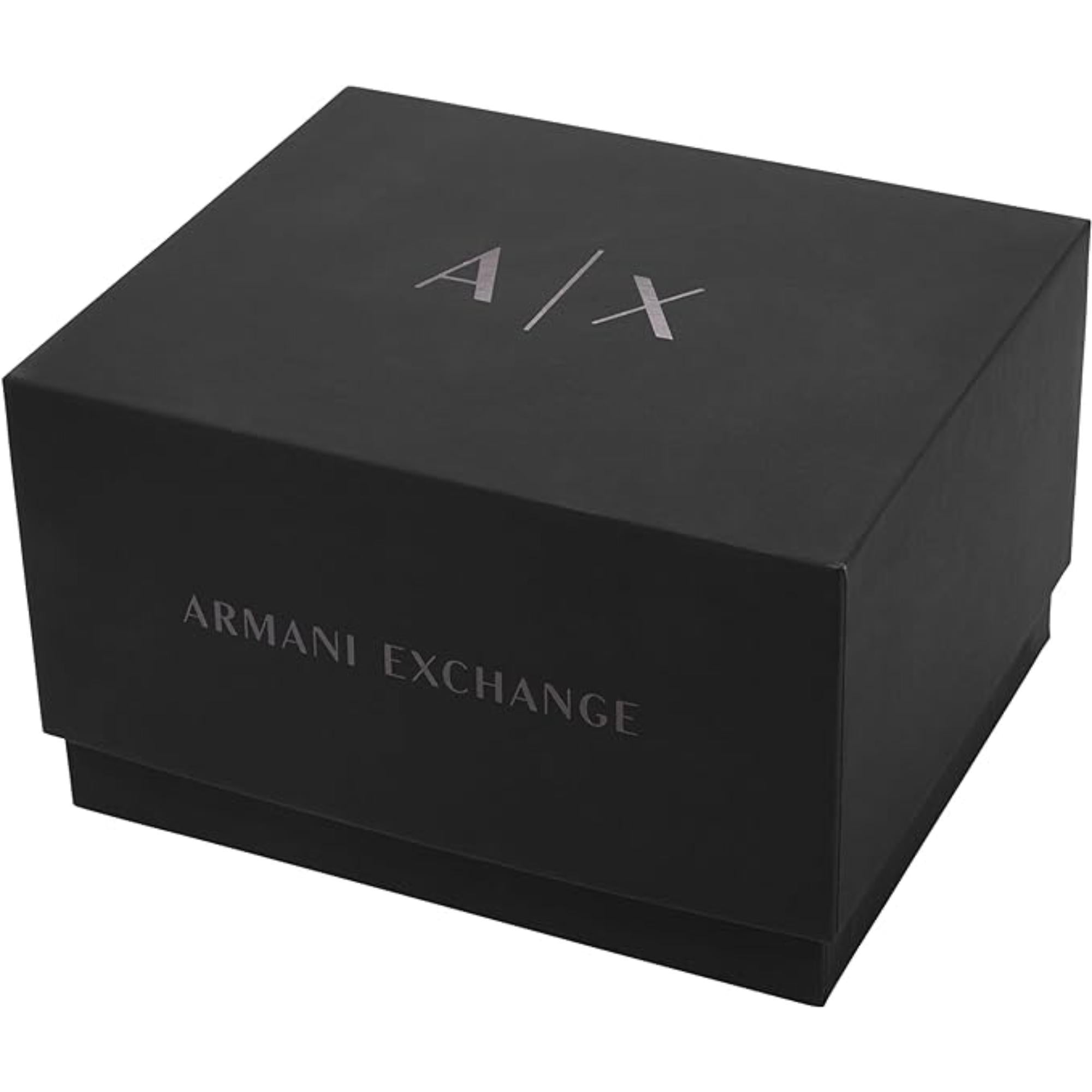 Armani Exchange Two-Hand Rose Gold-Tone Stainless Steel Strap Silver Dial Women's Watch and Bracelet Gift Set AX7121