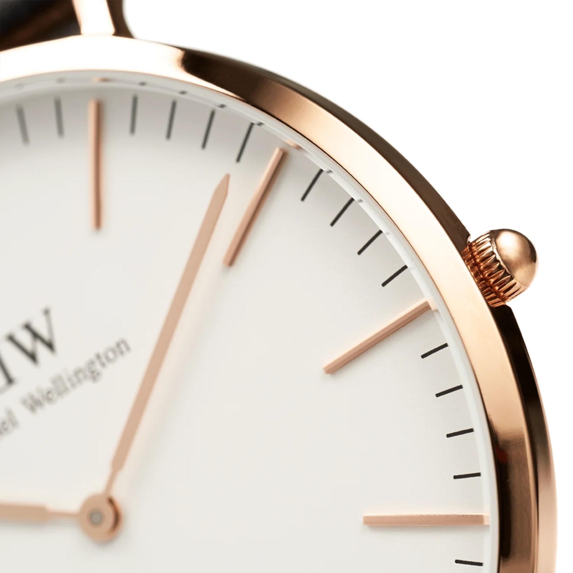 Daniel Wellington Classic Bristol White Dial Leather Strap Men’s Watch DW00100009