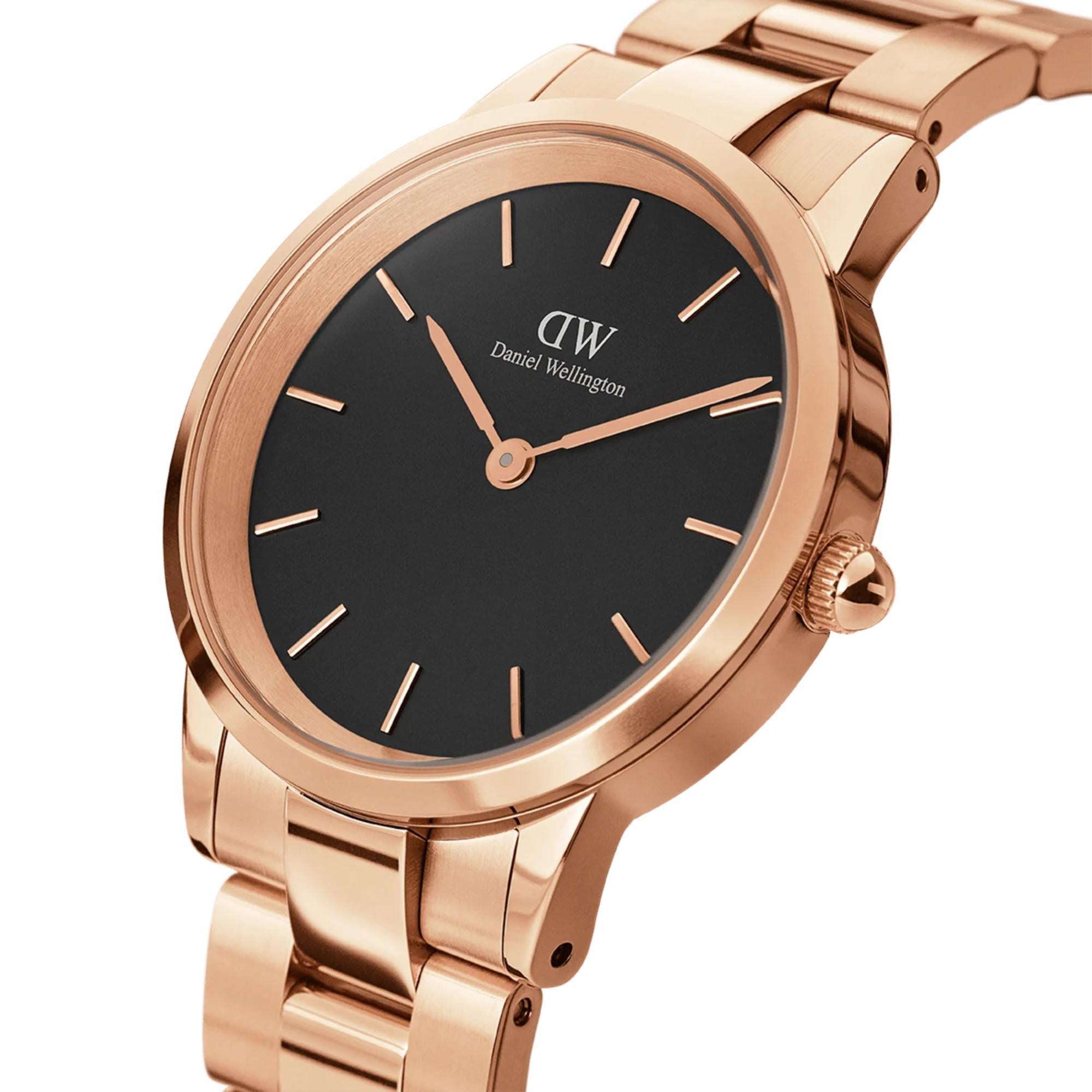 Daniel Wellington Iconic Link Rose Gold Black Dial Men’s Watch DW00100212