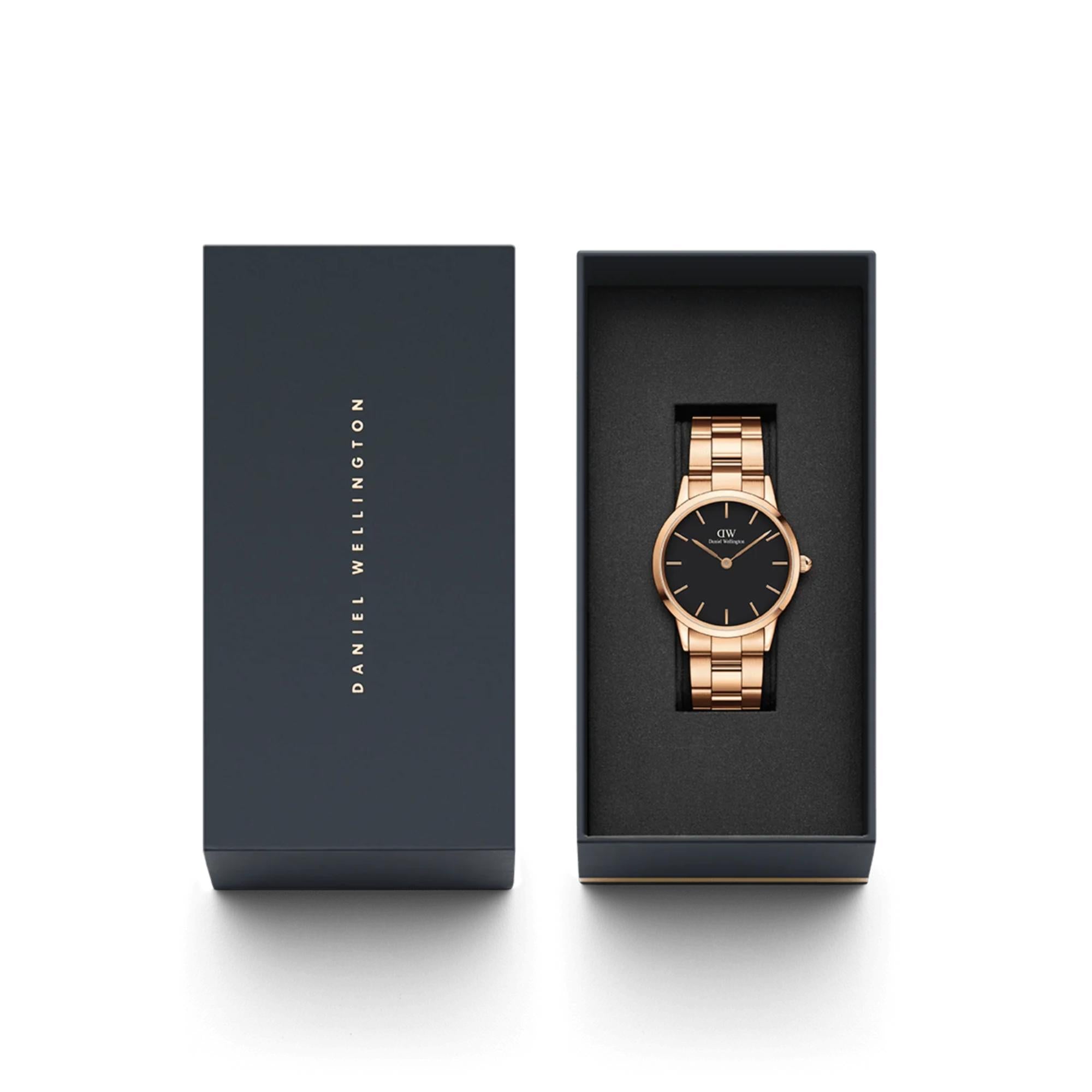 Daniel Wellington Iconic Link Rose Gold Black Dial Men’s Watch DW00100212