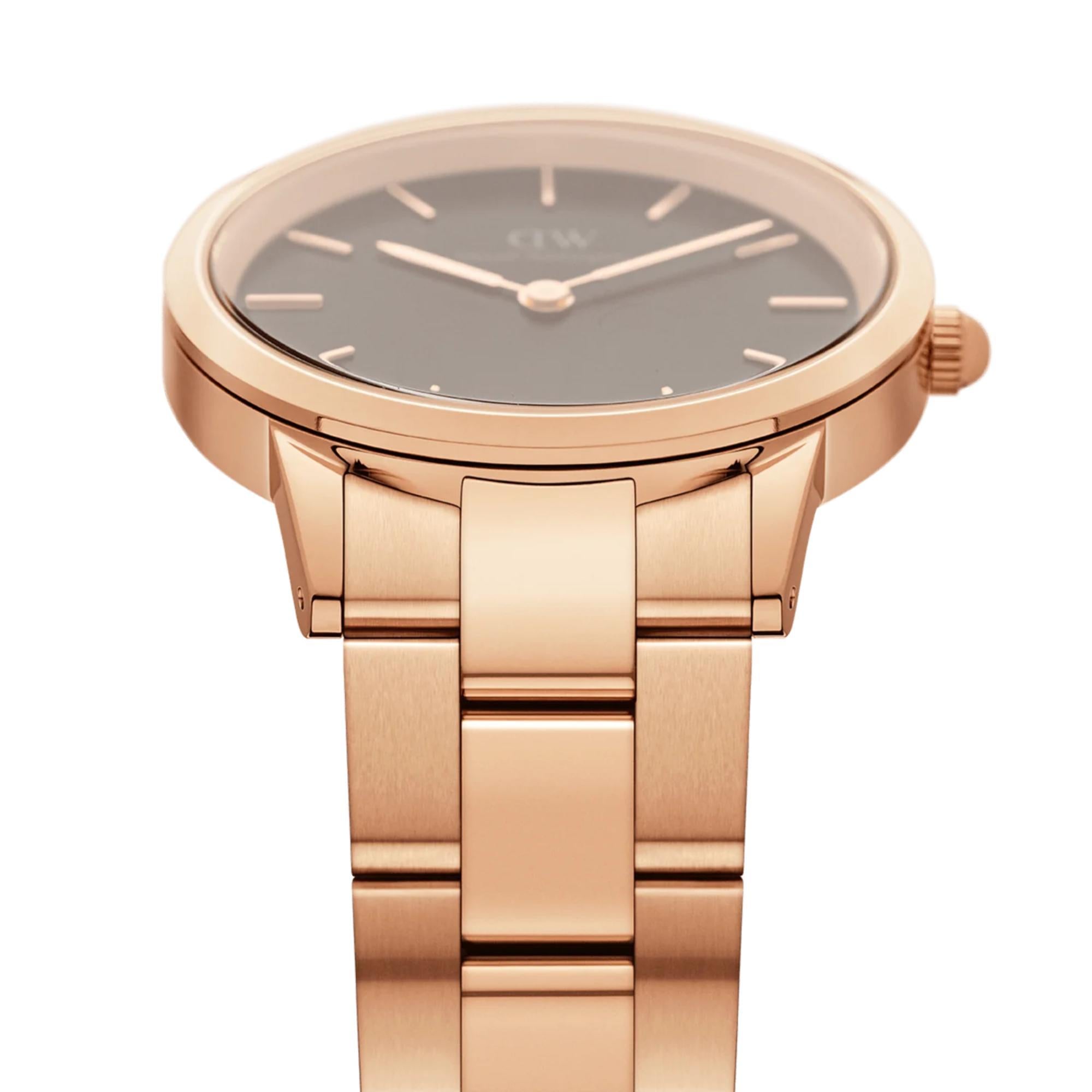 Daniel Wellington Iconic Link Rose Gold Black Dial Men’s Watch DW00100212