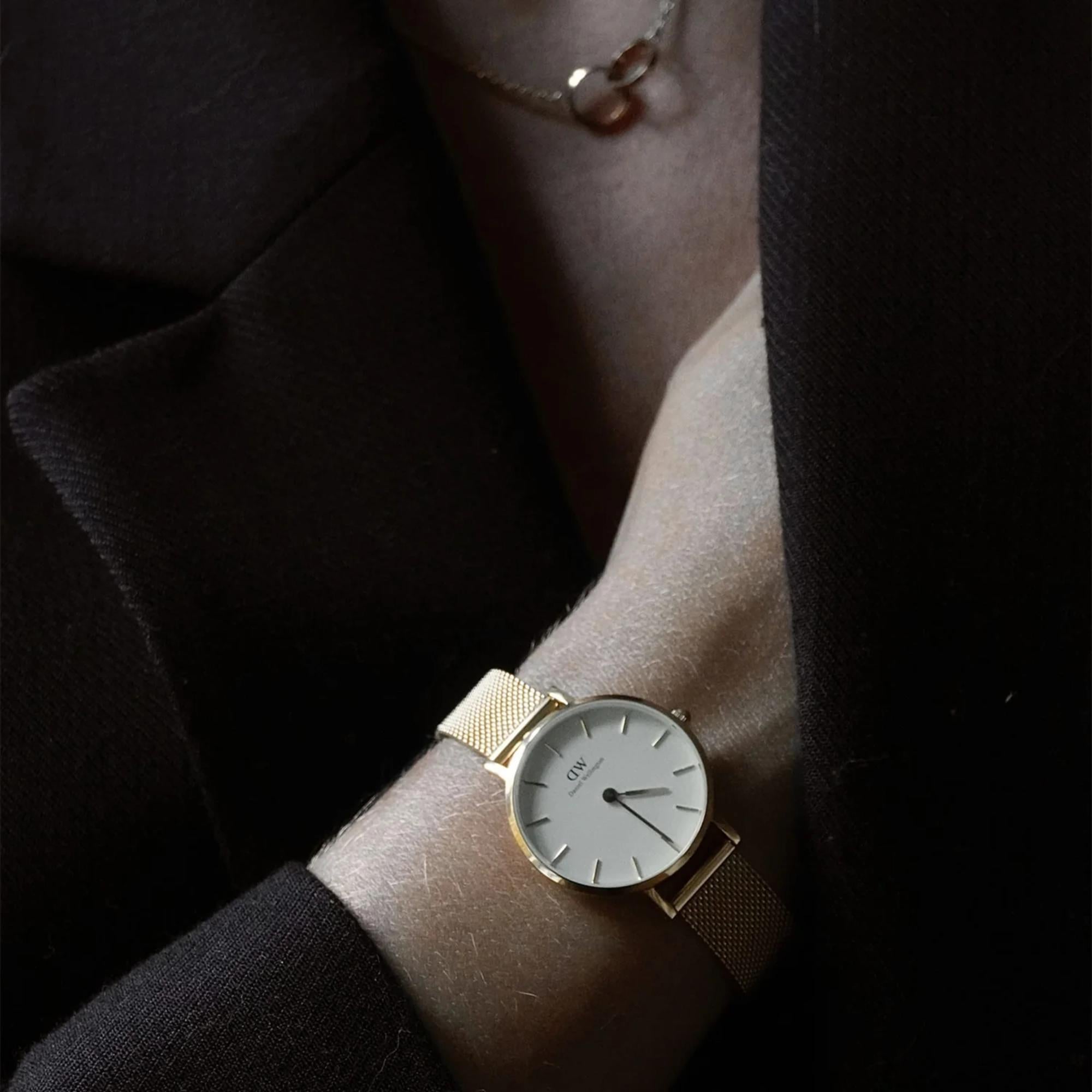 Daniel Wellington Petite Evergold G White Dial Steel Strap Women’s Watch DW00100348