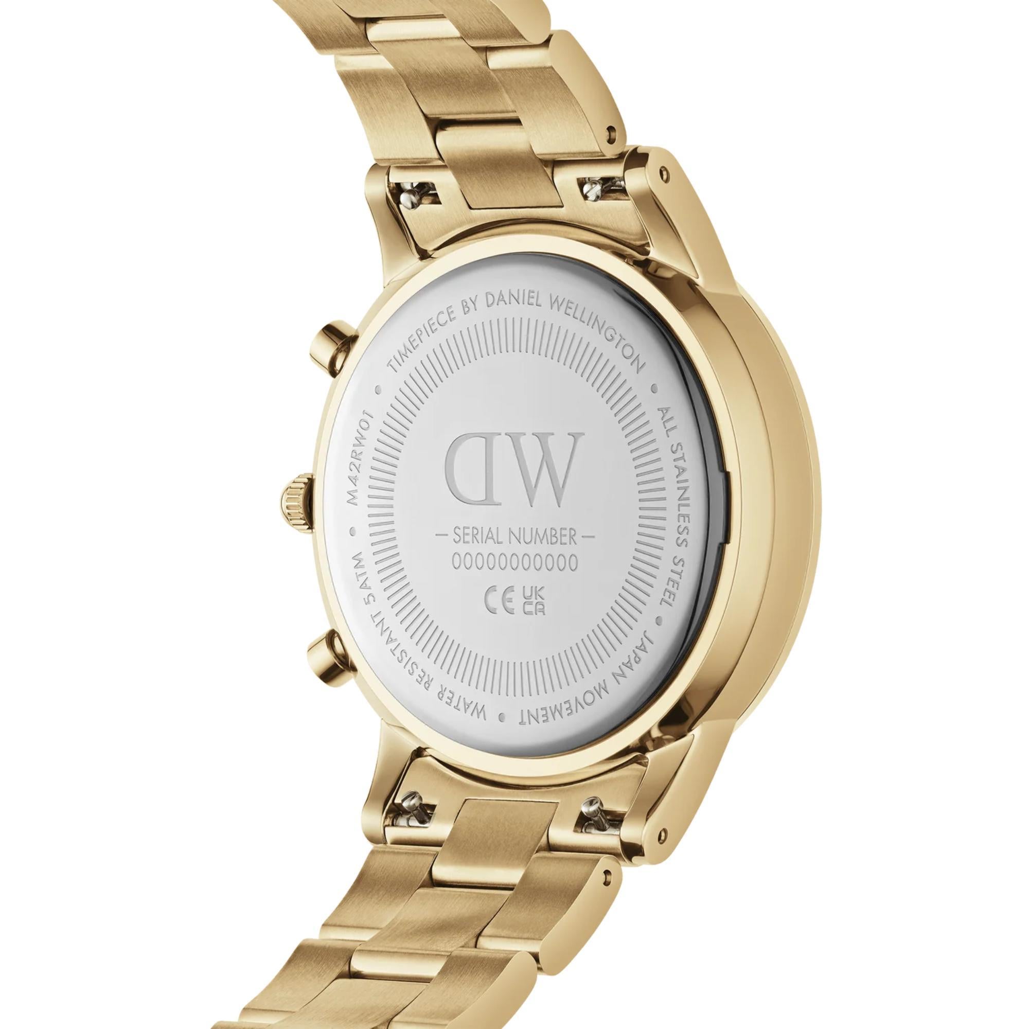 Daniel Wellington Iconic Chronograph Link Gold Black Sunray Dial Men’s Watch DW00100641