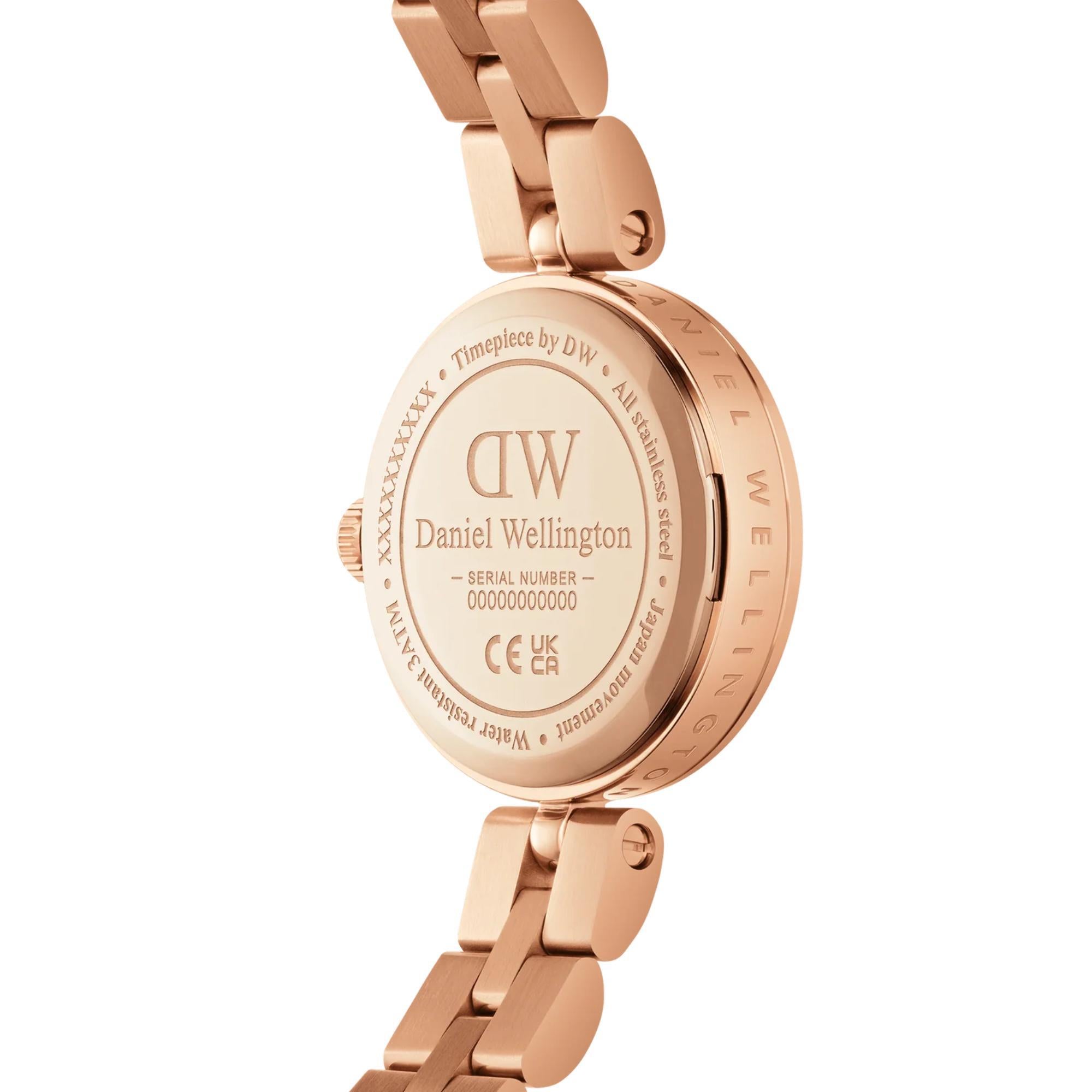 Daniel Wellington Elan Lumine Jewelry Rose Gold White Dial Stainless Steel Strap Women's Watch DW00100717