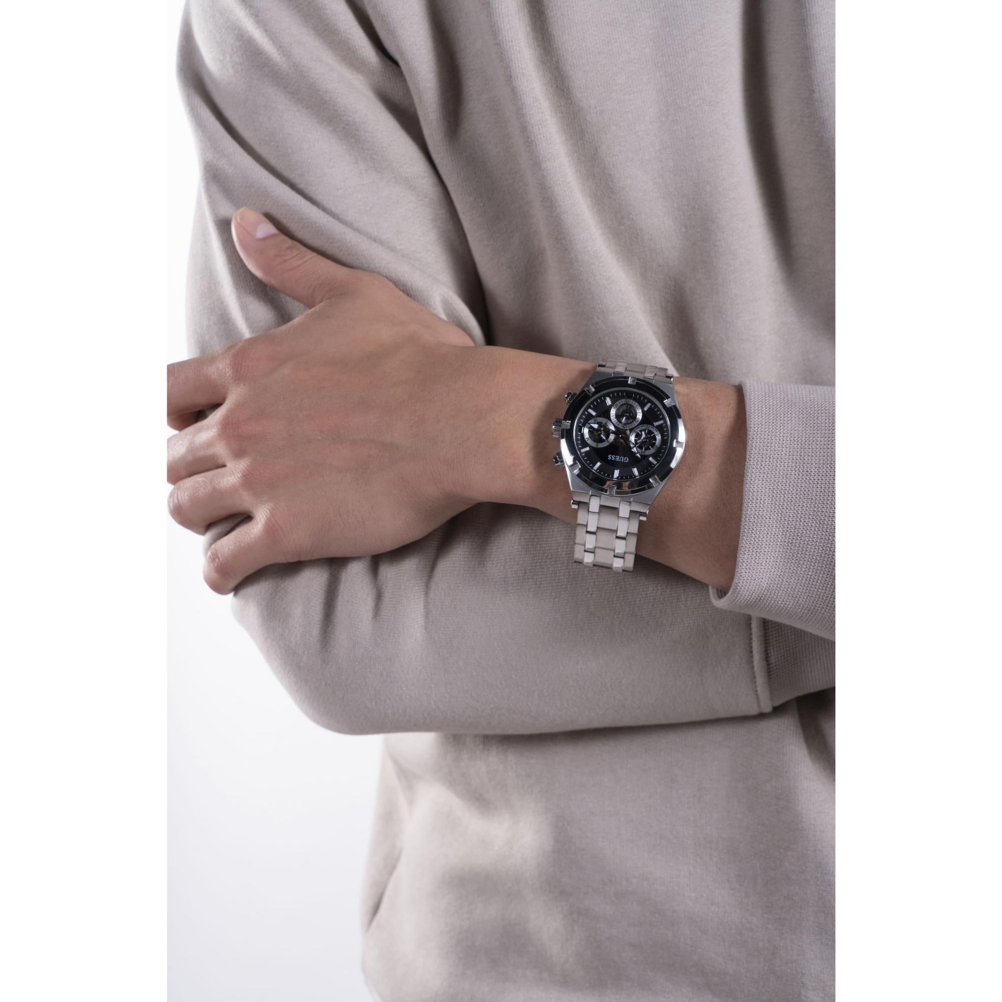 GUESS Multifunction Black Dial Stainless Steel Strap Men’s Watch GW0260G1