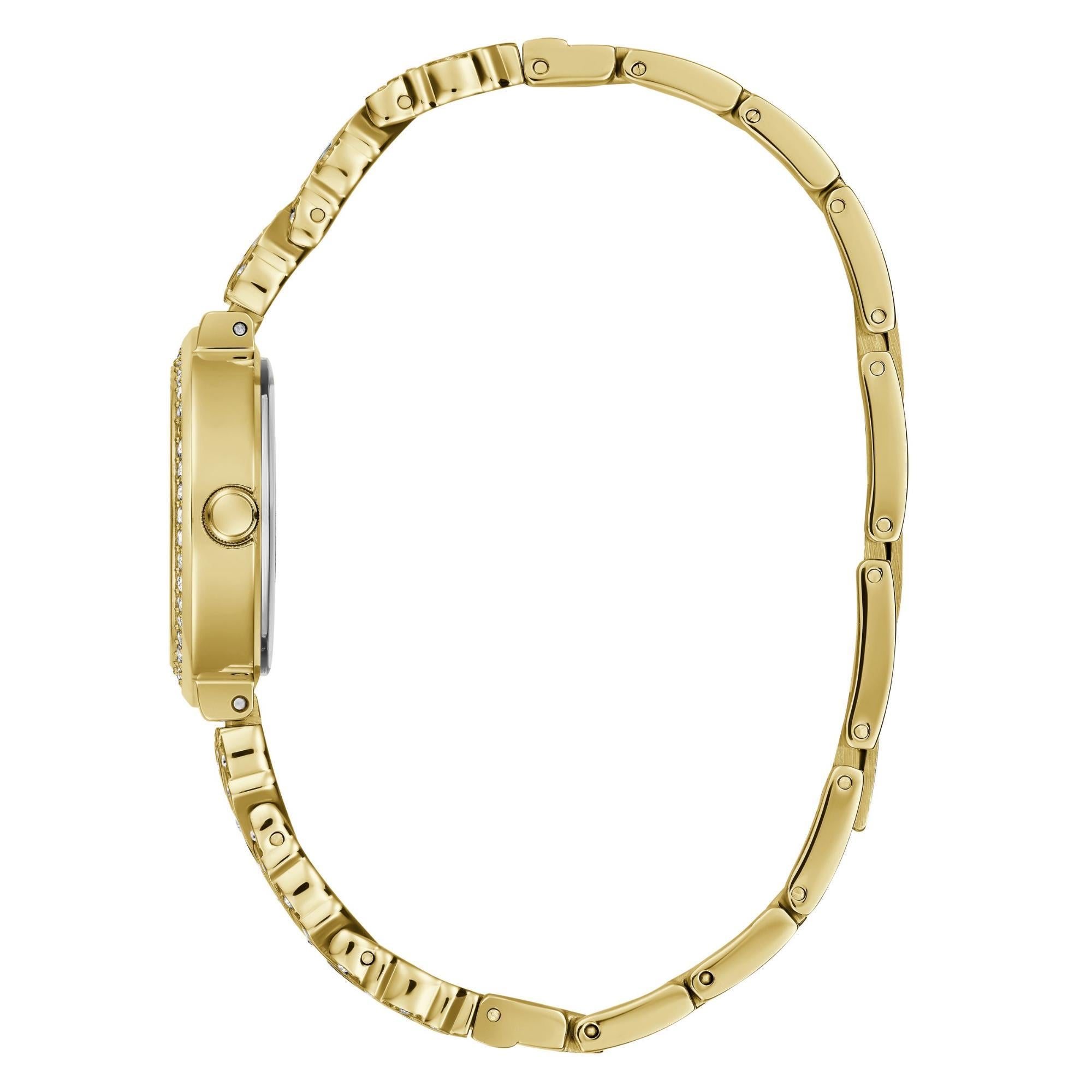 GUESS Ladies Gold Tone Analog Stainless Steel Strap Champagne Dial Watch GW0476L2