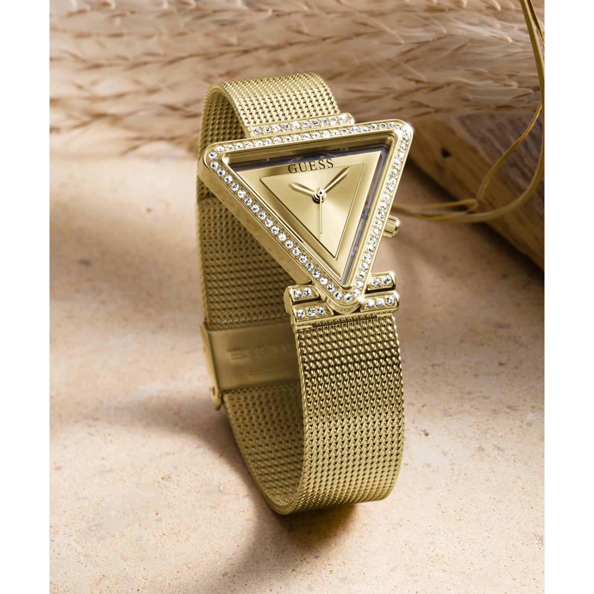 GUESS Ladies Gold Tone Analog Champagne Dial Watch with Stainless Steel Strap GW0508L2