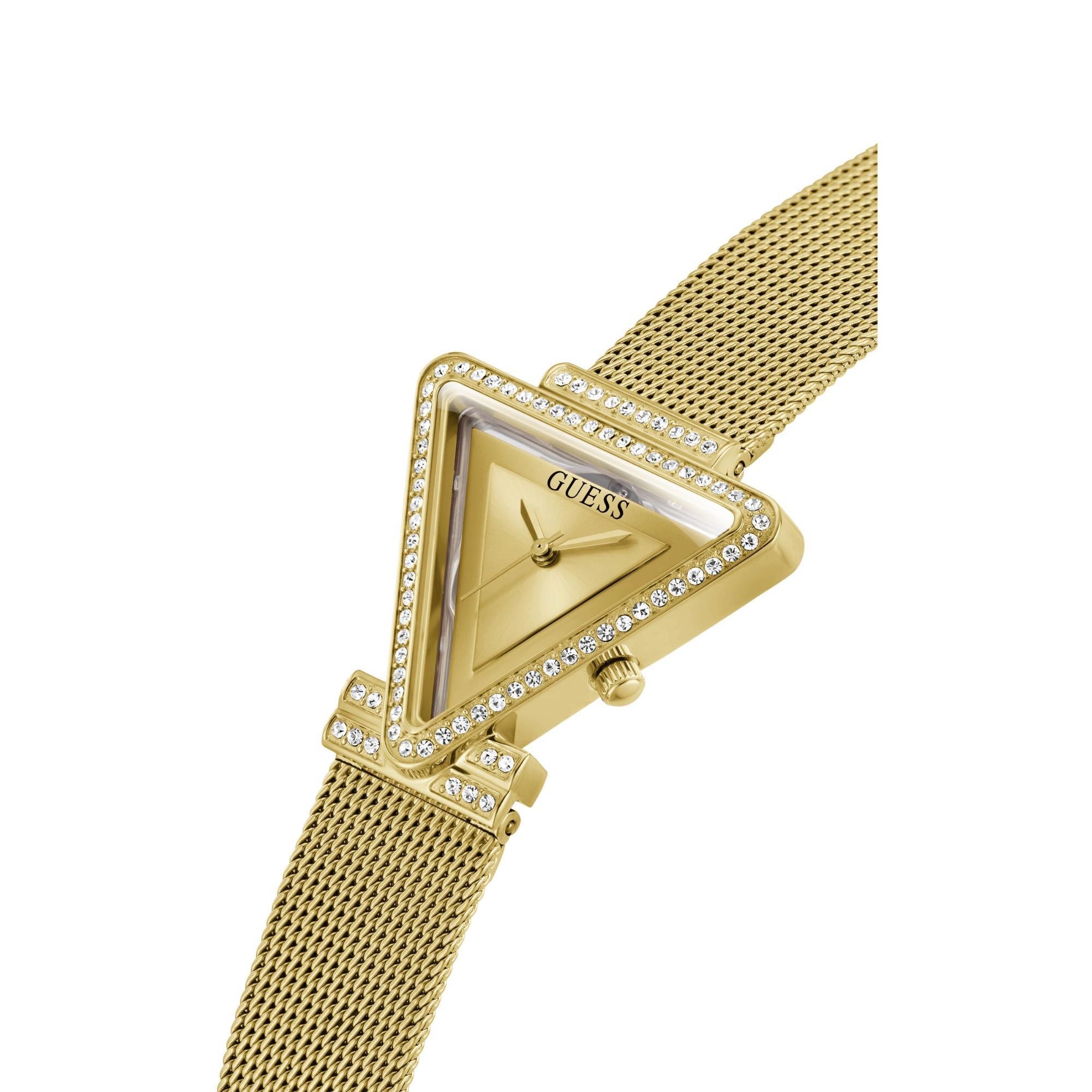 GUESS Ladies Gold Tone Analog Champagne Dial Watch with Stainless Steel Strap GW0508L2