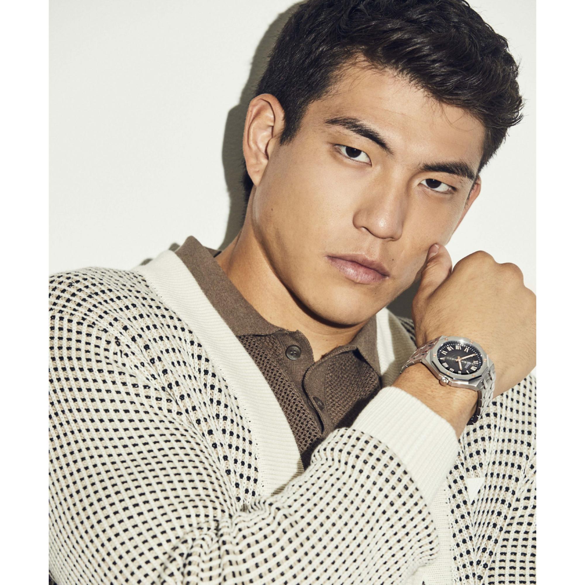 GUESS Gold Tone Analog Black Dial with Stainless Steel Strap Men's Watch GW0575G1 - WatchNation