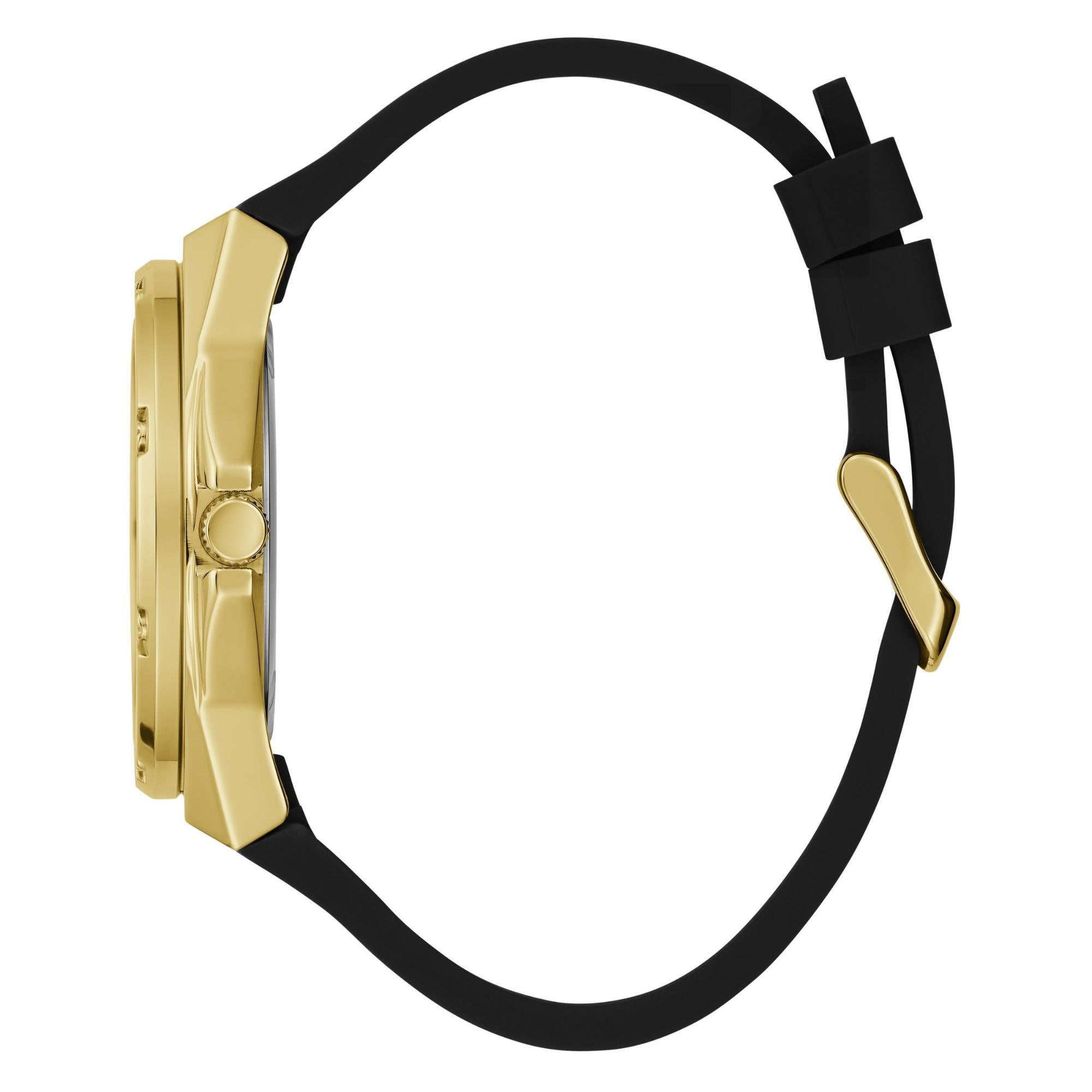 GUESS Asteria Gold Tone with Crystal-Embellished Dial Silicone Strap Ladies Watch GW0620L2