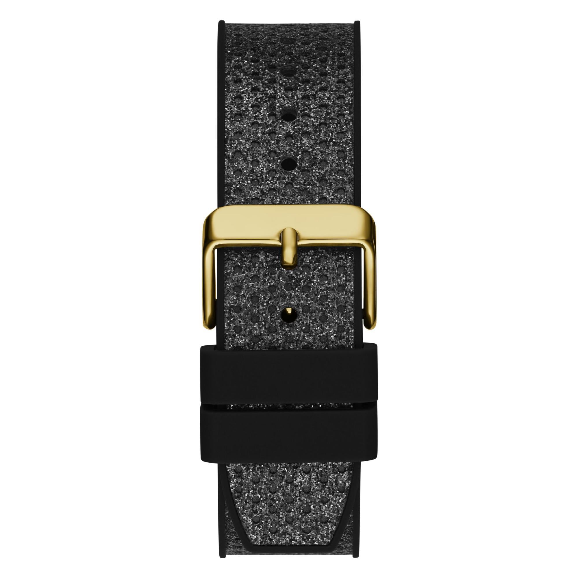 GUESS Asteria Gold Tone with Crystal-Embellished Dial Silicone Strap Ladies Watch GW0620L2