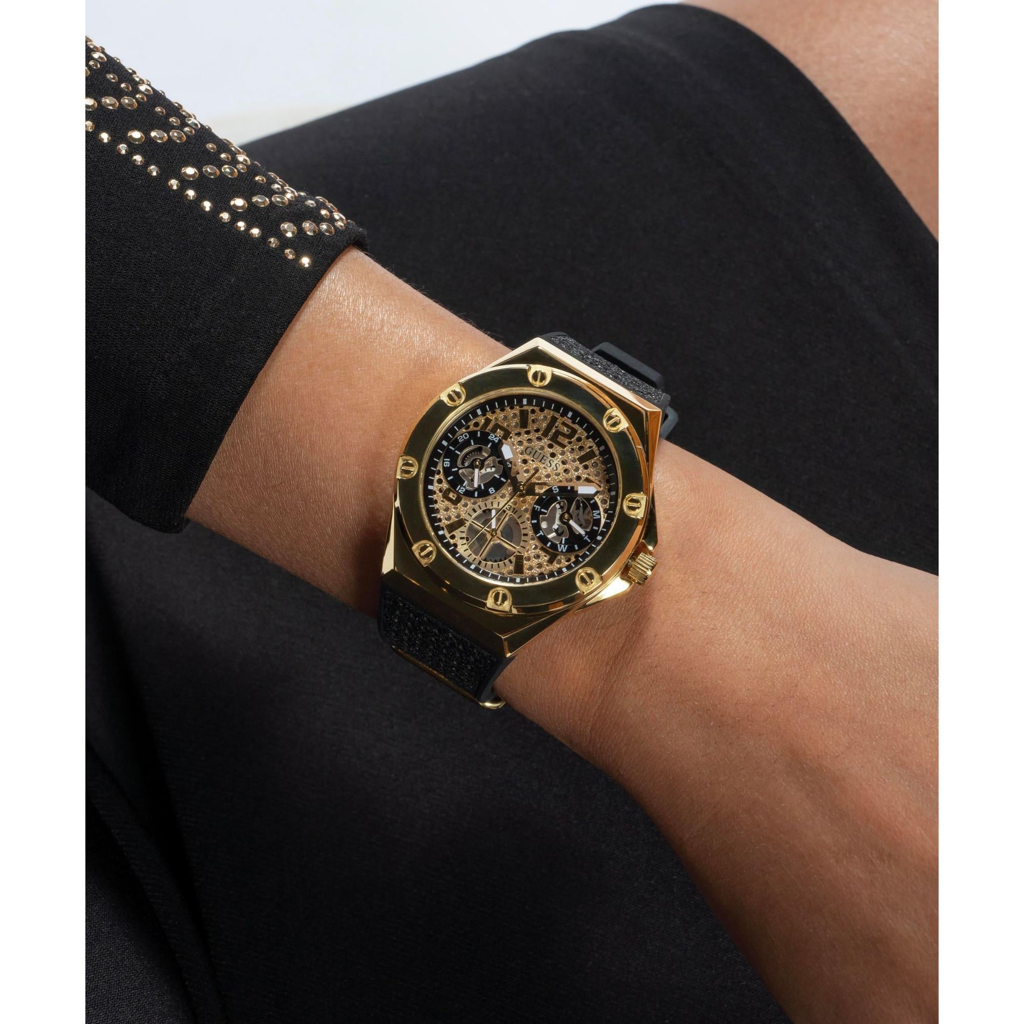 GUESS Asteria Gold Tone with Crystal-Embellished Dial Ladies Watch GW0620L2