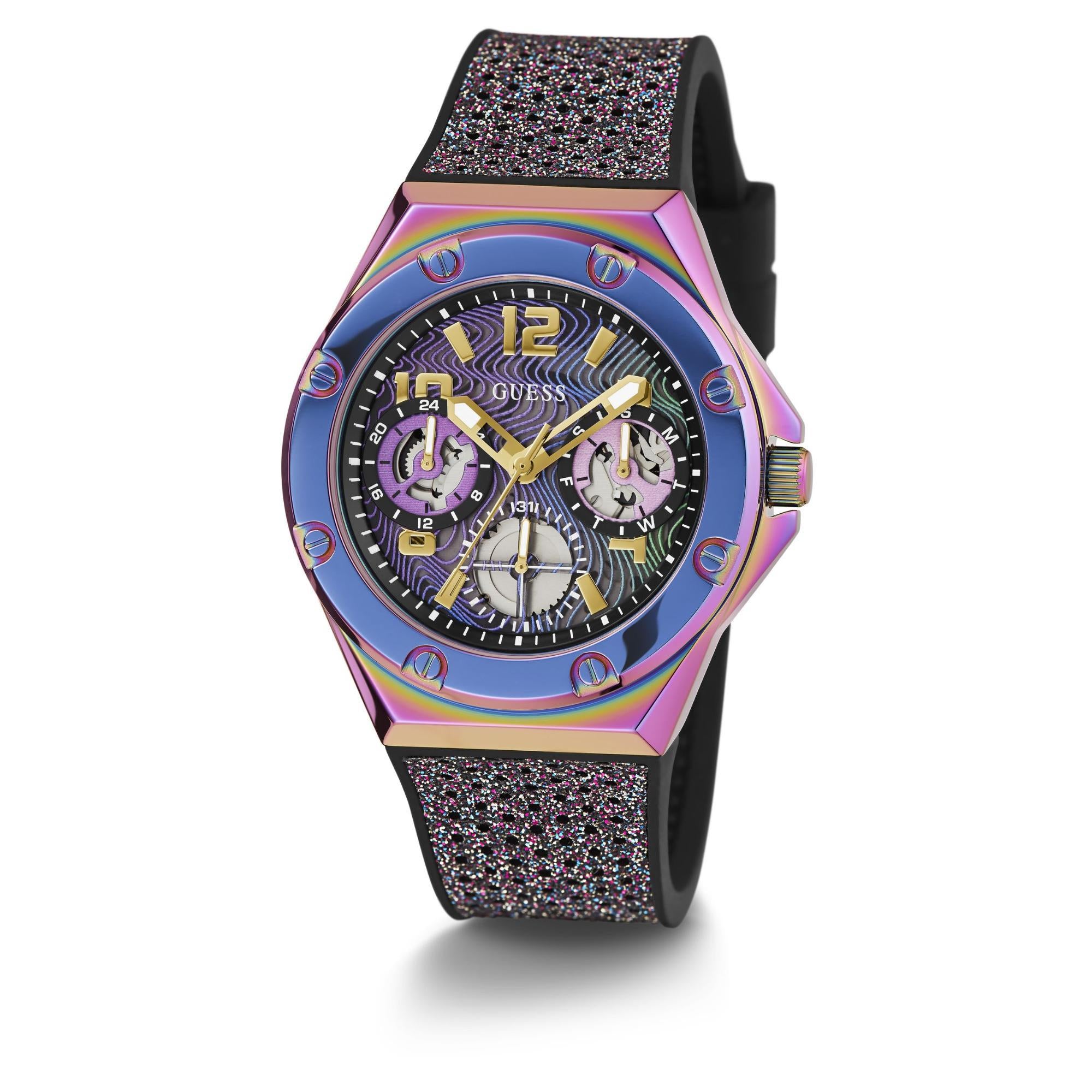 GUESS 2-Tone Iridescent Multi-Function Multicoloured Dial Ladies Watch GW0620L4
