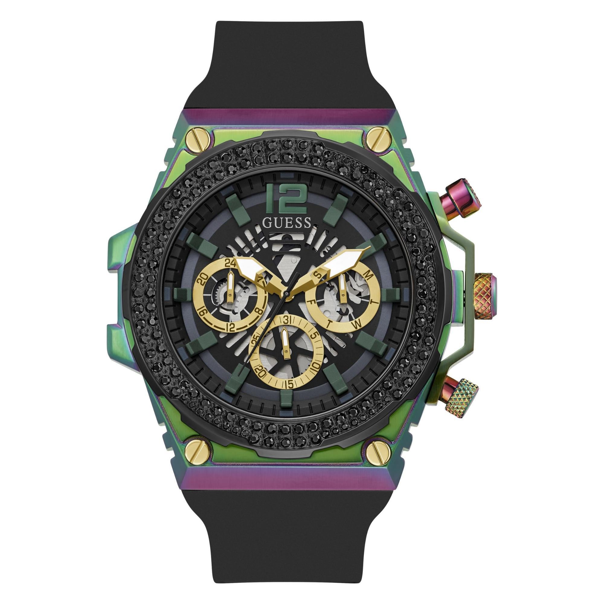 GUESS Black 2-Tone Multi-Function Black Dial with Sporty Design Men's Watch GW0633G1