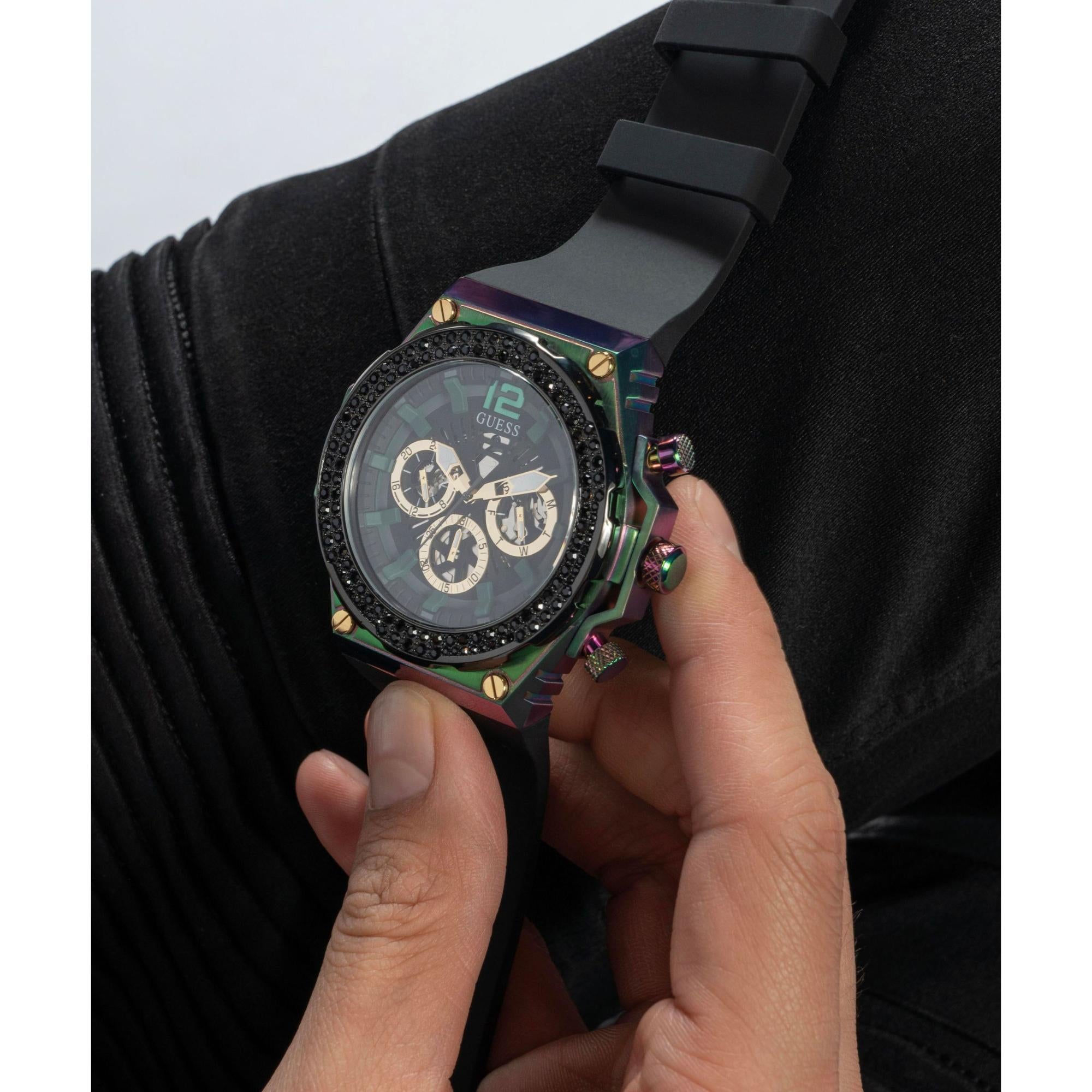 GUESS Black 2-Tone Multi-Function Black Dial with Sporty Design Men's Watch GW0633G1
