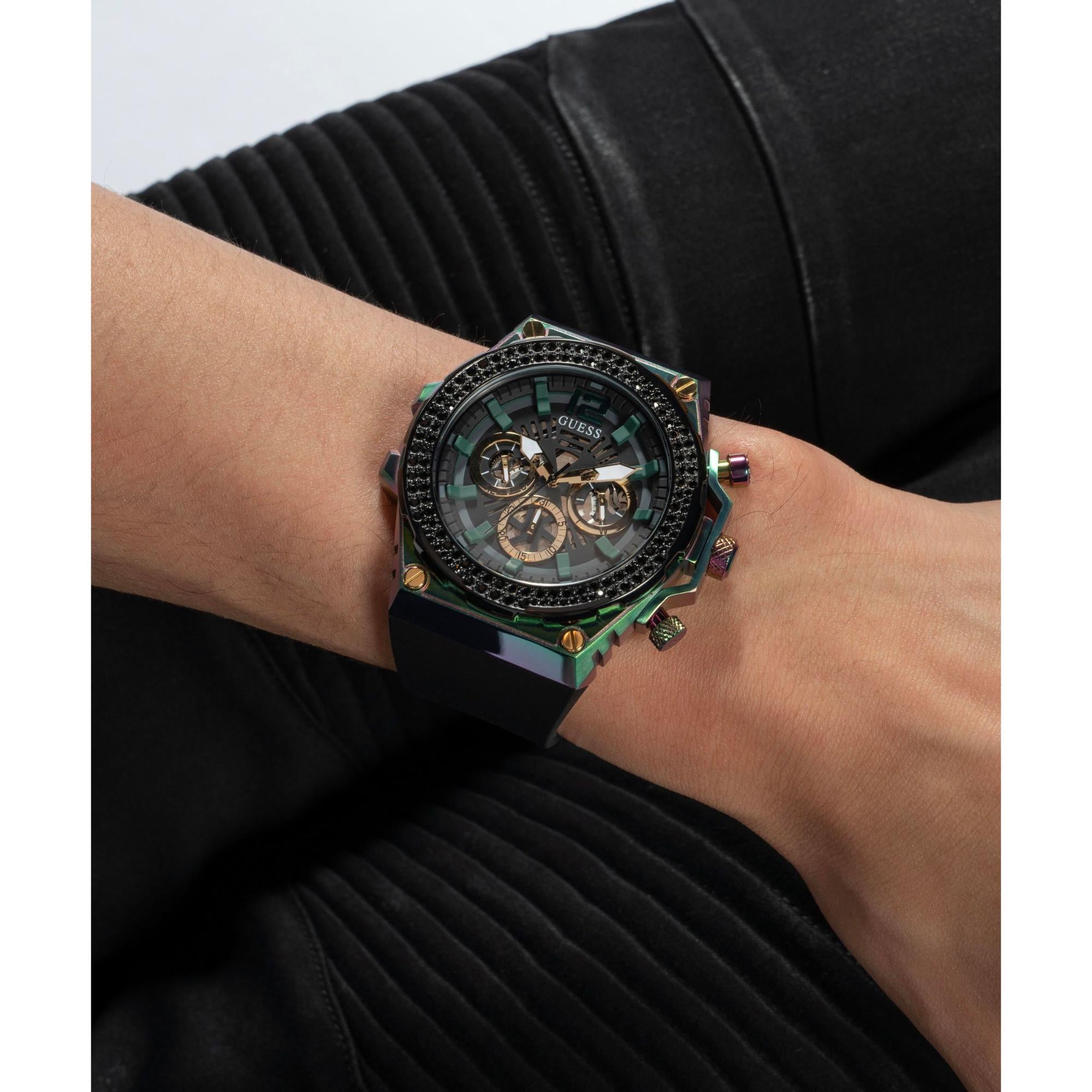 GUESS Black 2-Tone Multi-Function Black Dial with Sporty Design Men's Watch GW0633G1