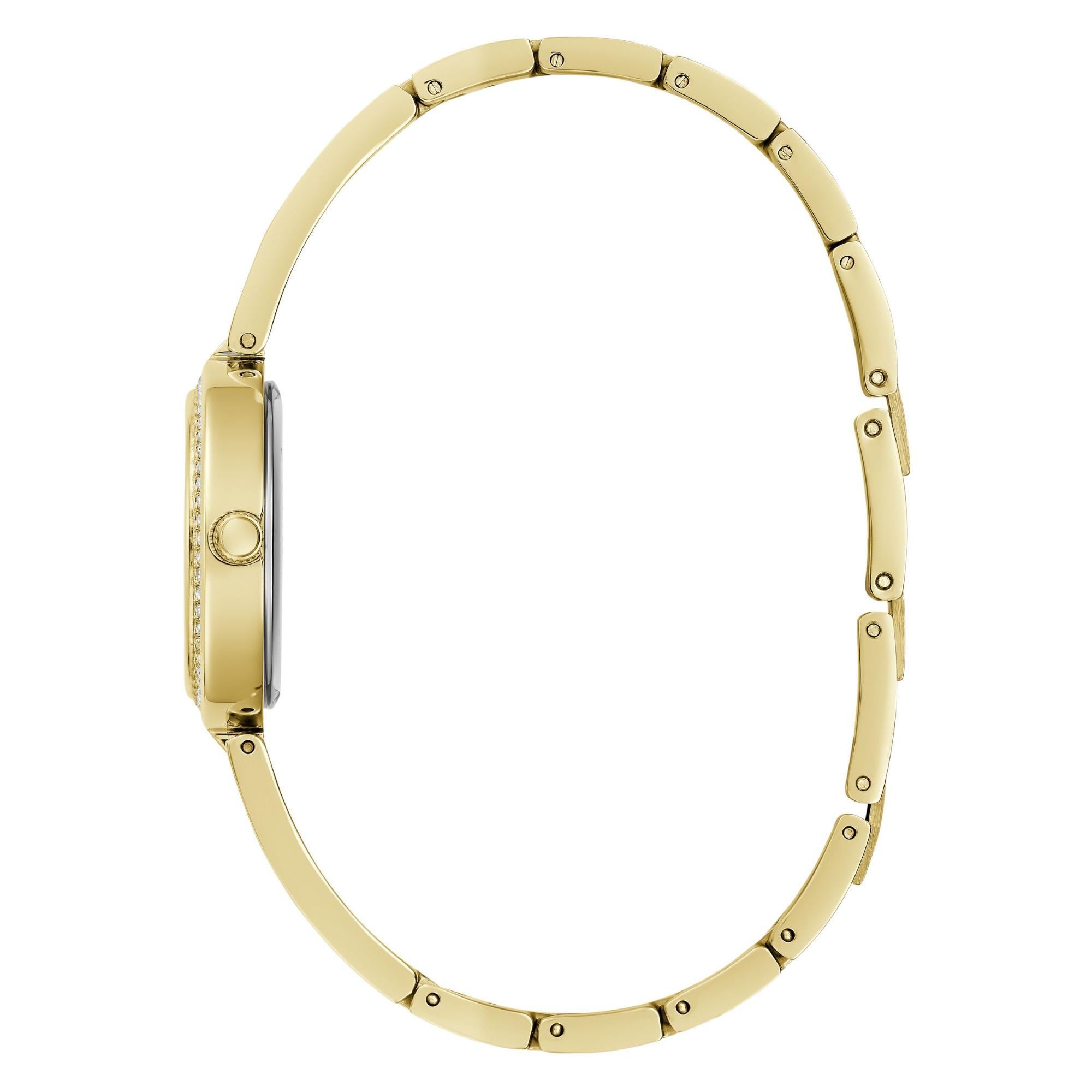 GUESS Ladies Gold Tone Analog Stainless Steel White Dial Watch GW0655L2