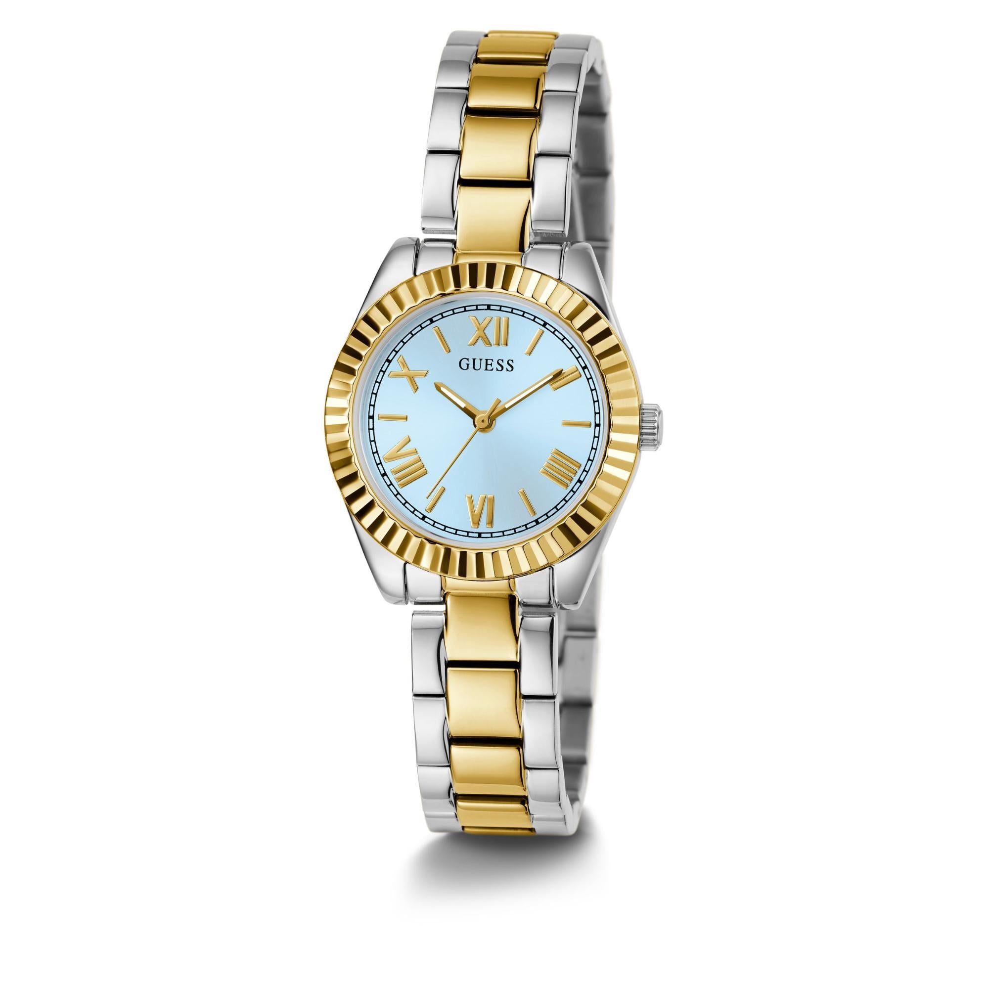 GUESS Ladies 2-Tone Analog Blue Dial Watch with Crystal Accents GW0687L4