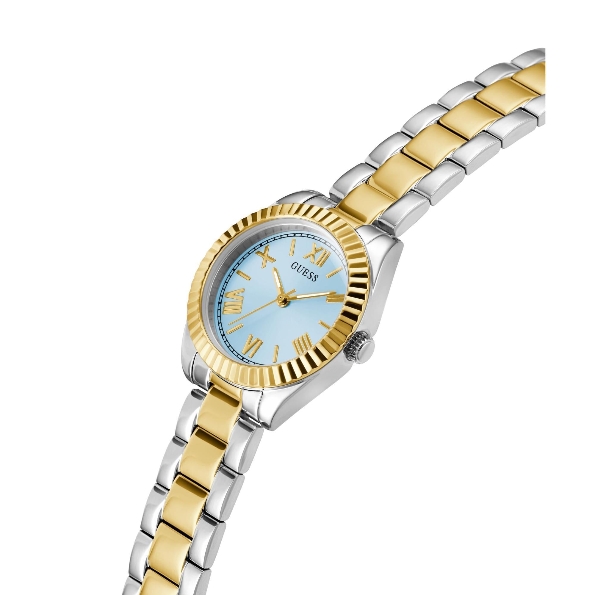 GUESS Ladies 2-Tone Analog Blue Dial Watch with Crystal Accents GW0687L4