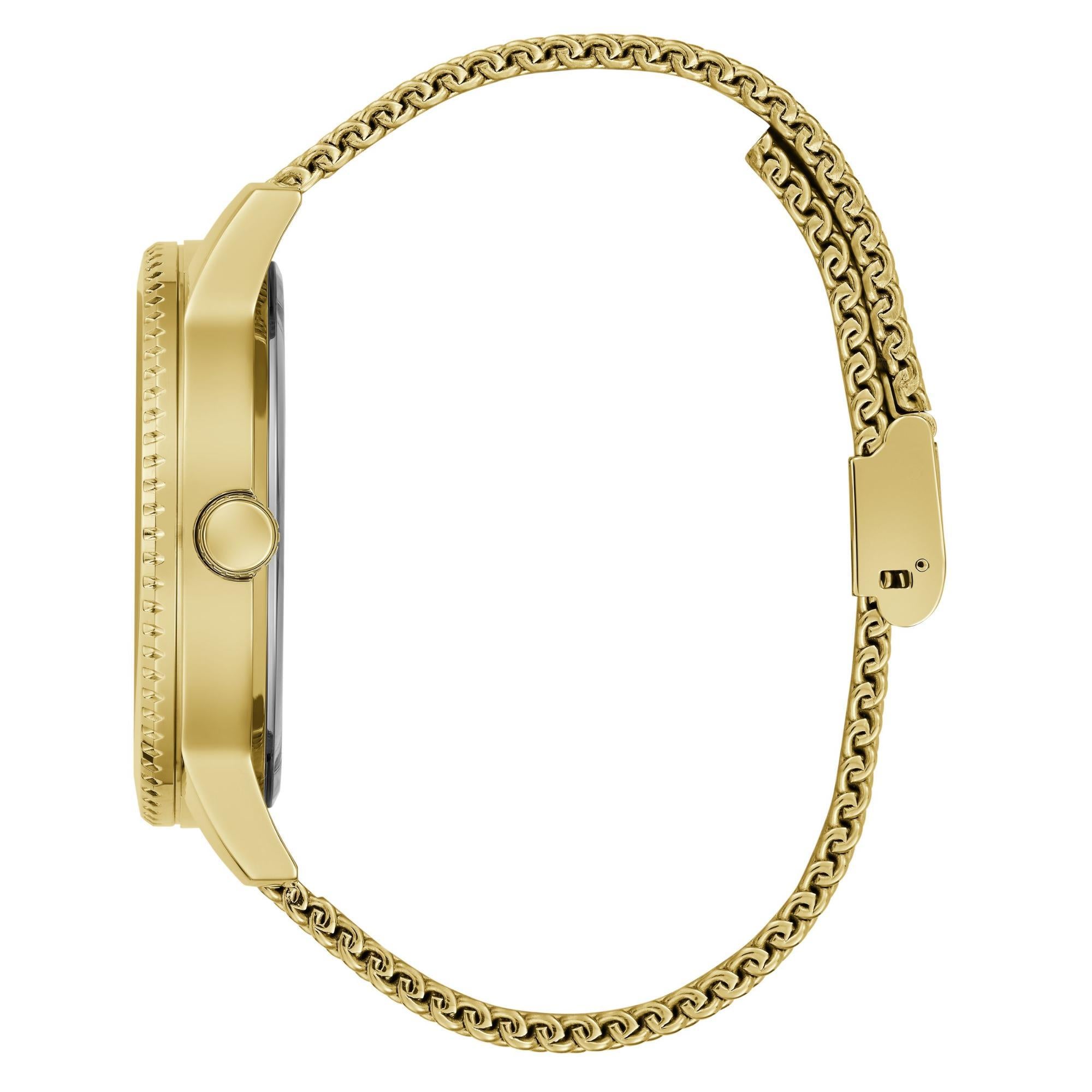 GUESS Gold Tone Analog Black Dial Men's Watch GW0702G1