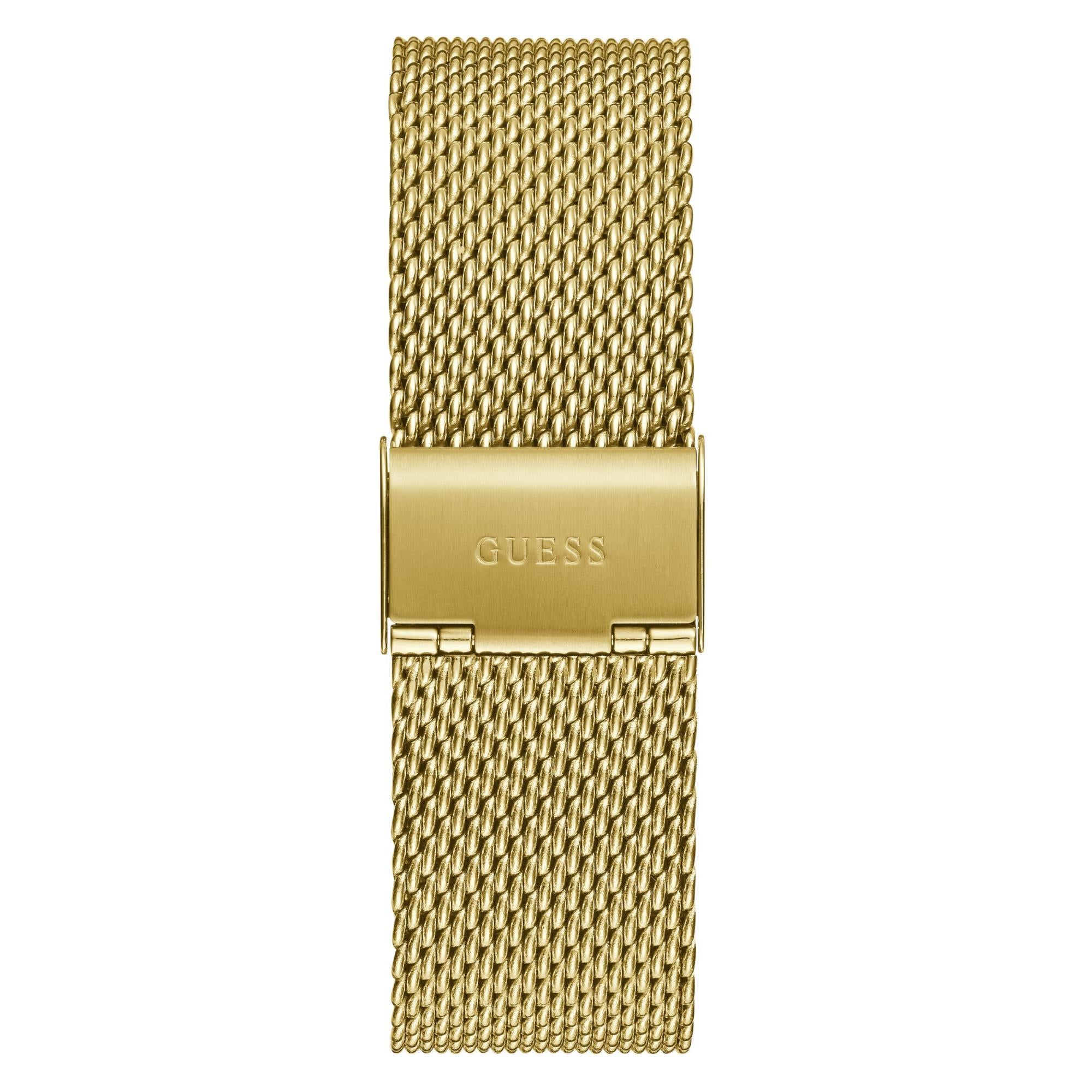 GUESS Gold Tone Analog Black Dial Men's Watch GW0702G1