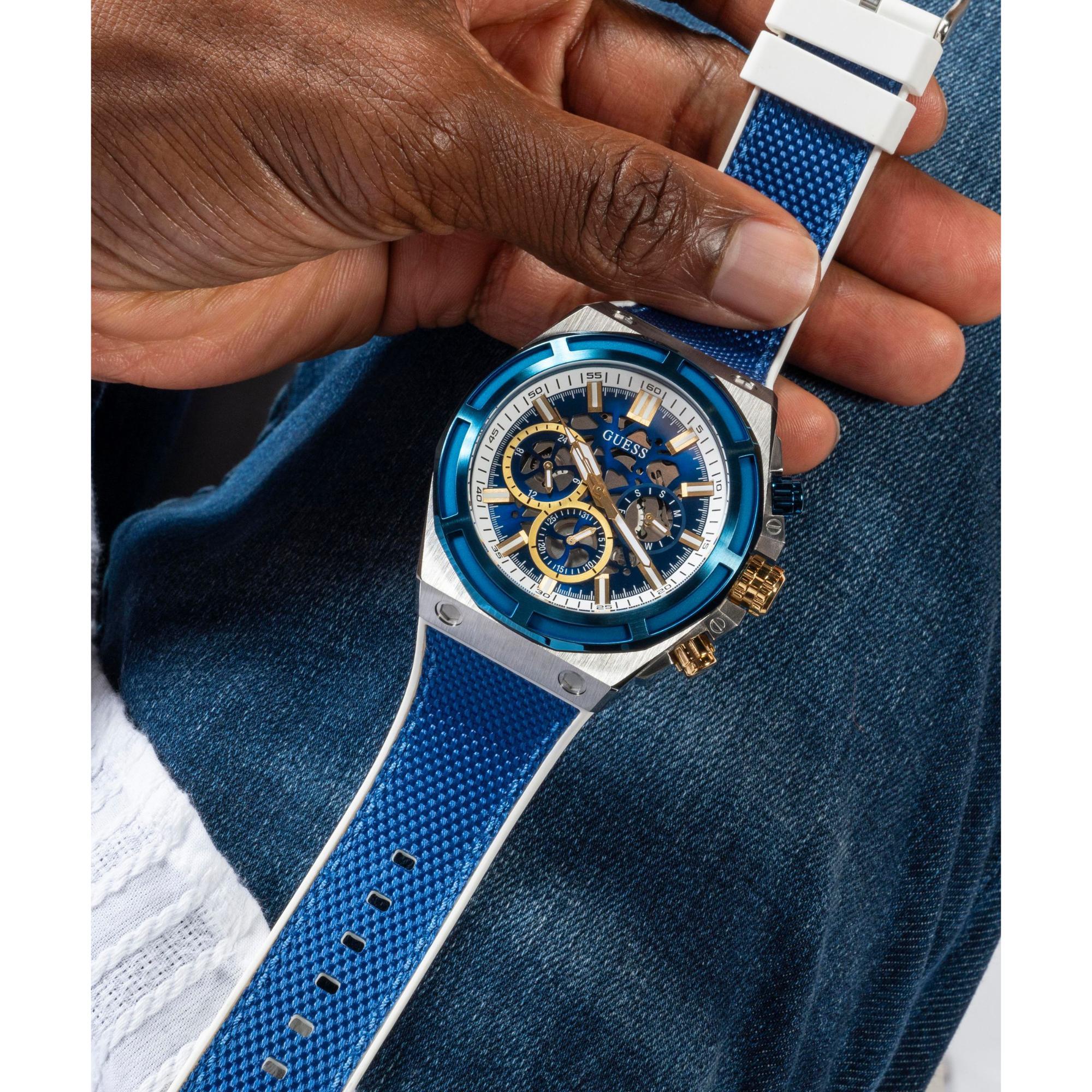 GUESS Blue Dial Two-Tone Multi-Function with Chronograph Men's Watch GW0713G1