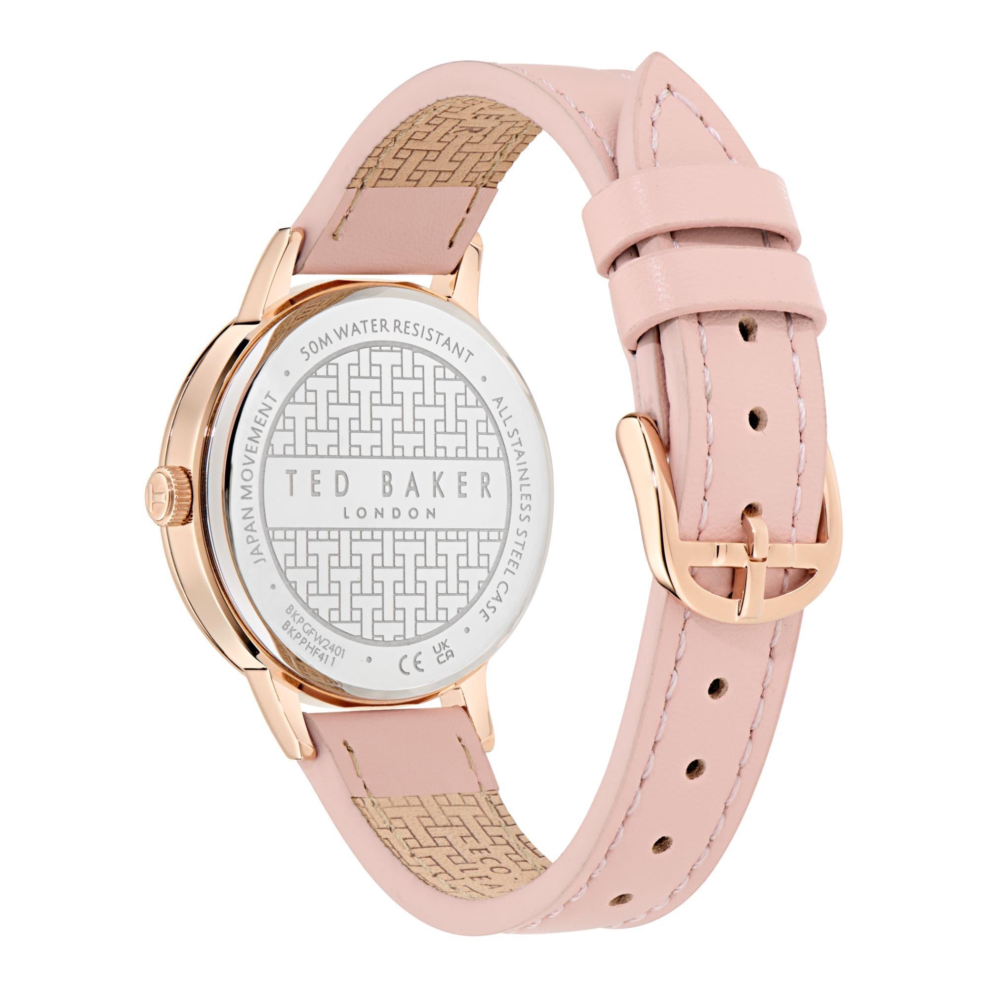 Ted Baker Phylipa Iconic Pink Dial Leather Strap Ladies Watch BKGFW2401