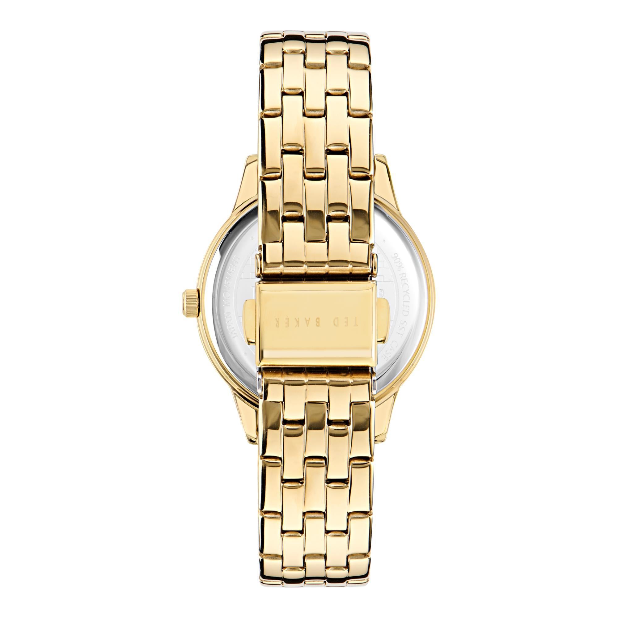 Ted Baker Fitzrovia Fashion Rose Gold-Tone Stainless Steel Black Dial Ladies Watch BKPFZS405