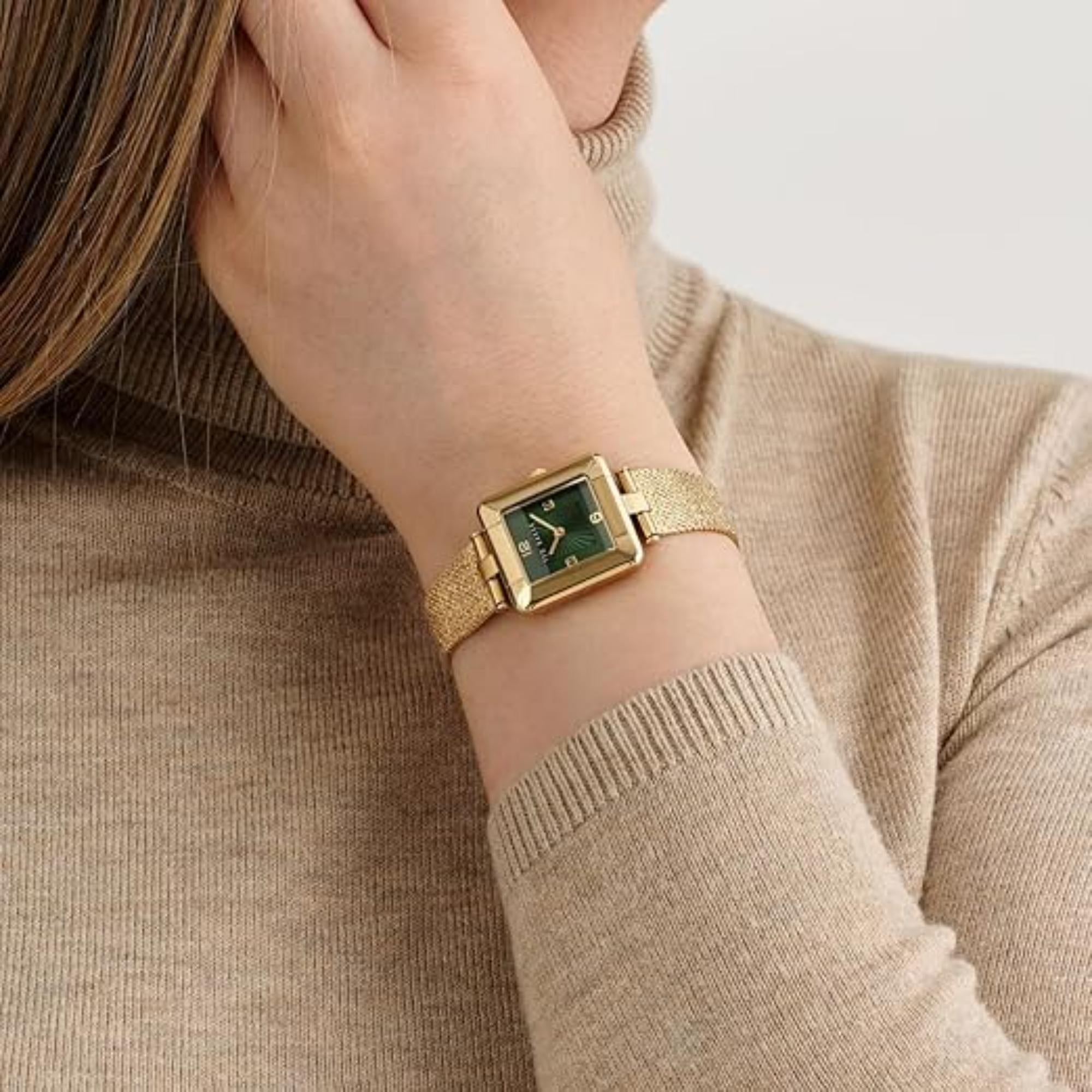 Ted Baker Gold-Tone Mesh Strap Green Dial Ladies Watch BKPMSF306