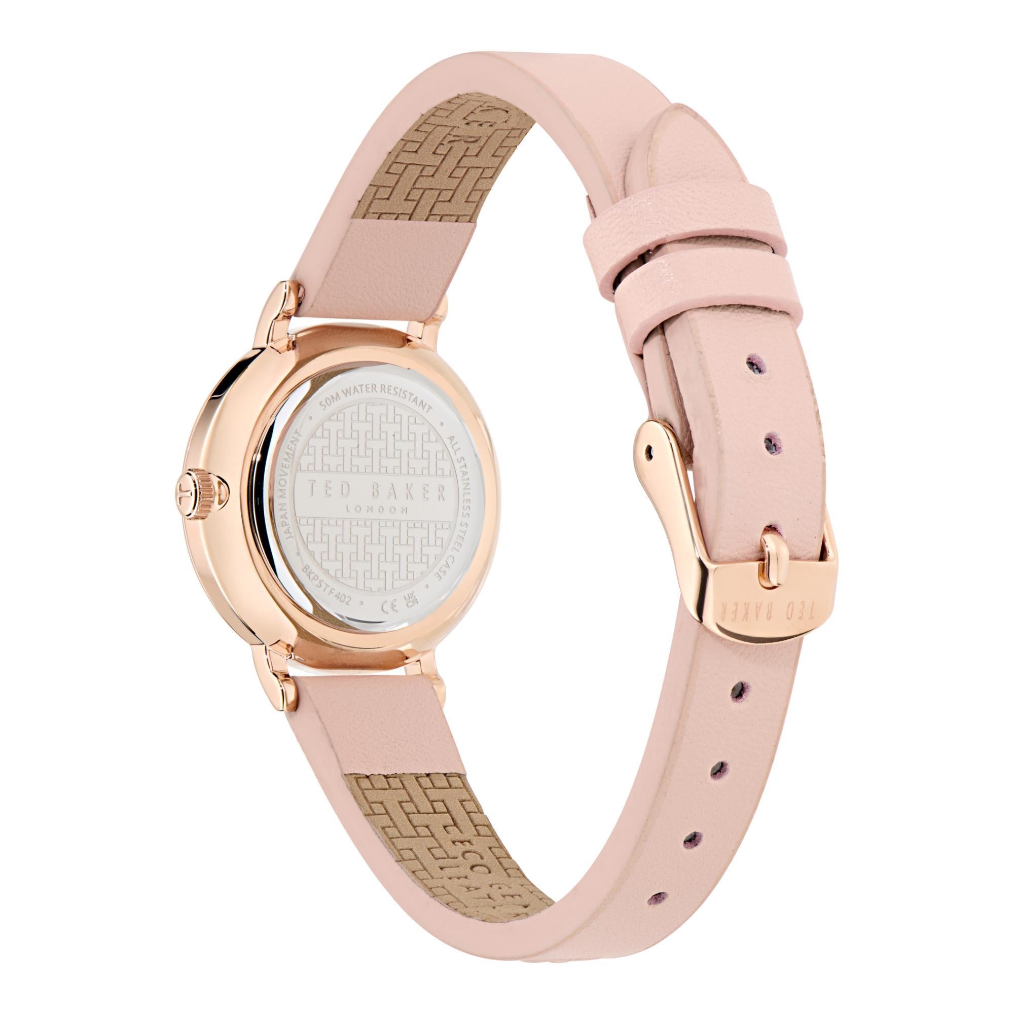 Ted Baker Ladies Classic Chic Pink Dial Leather Strap Watch BKPSTF402