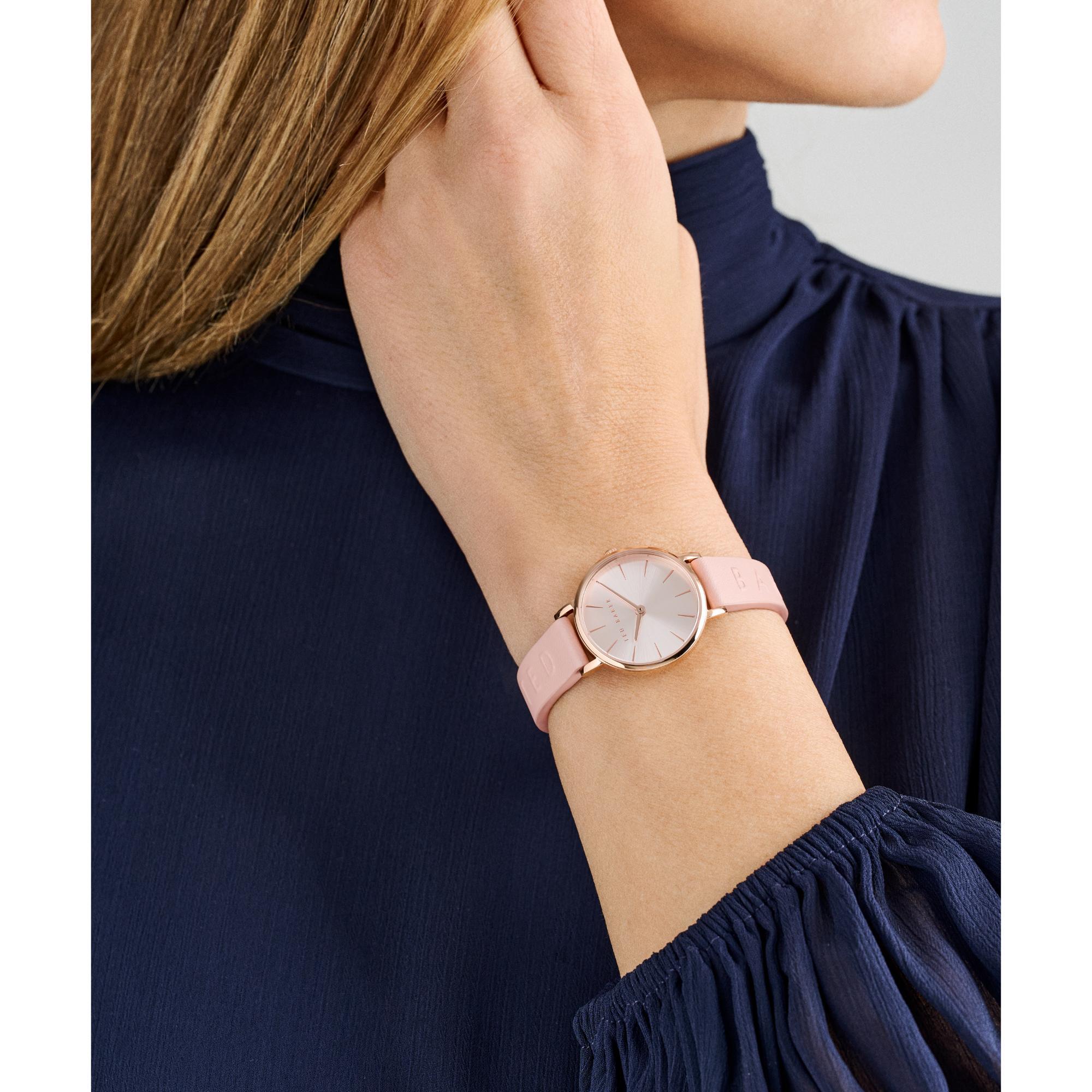 Ted Baker Ladies Classic Chic Pink Dial Leather Strap Watch BKPSTF402