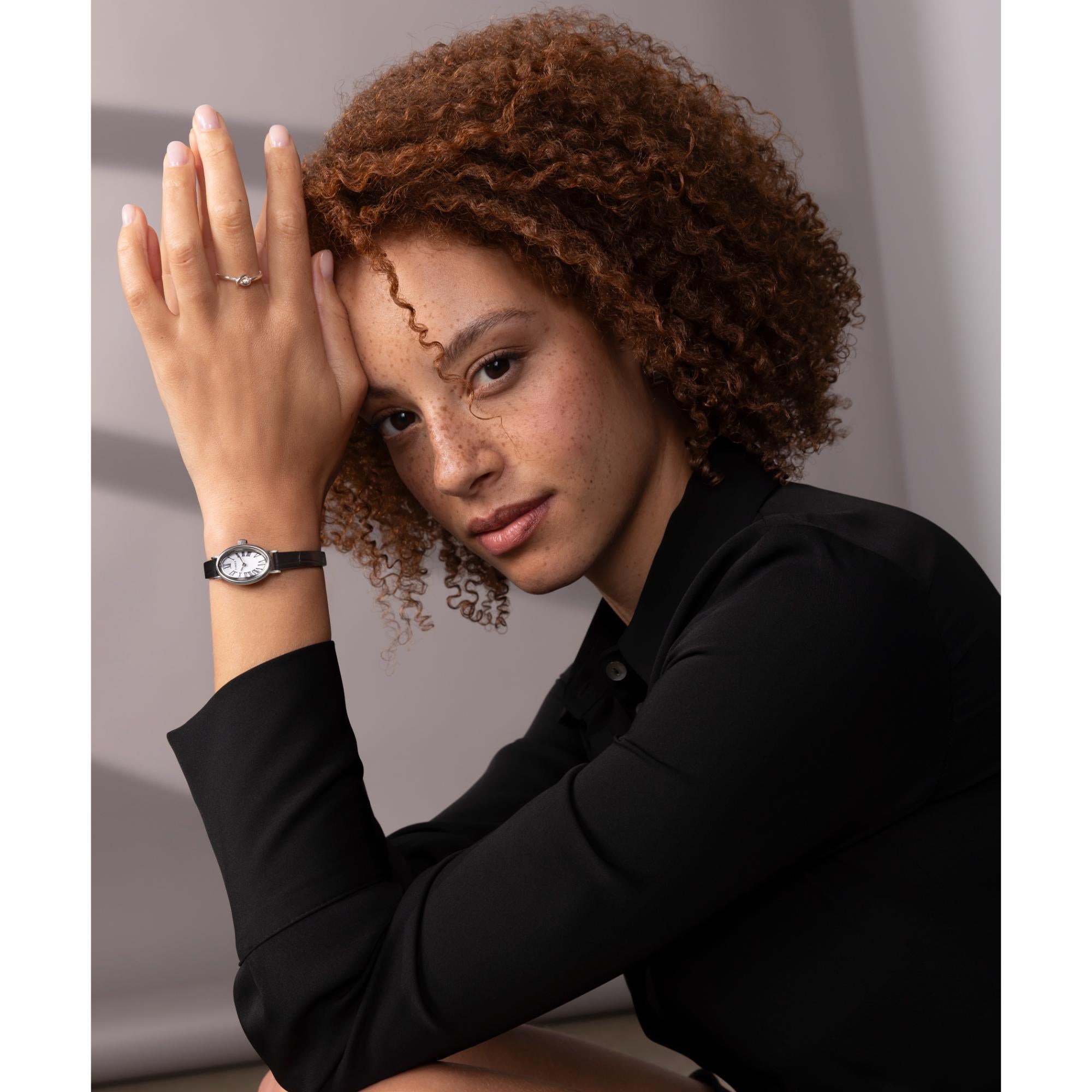 Timex Cavatina White Dial Black Leather Strap Women's Watch TW2W78400