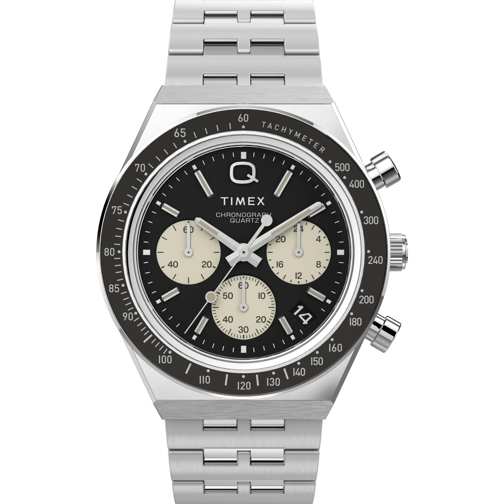 Timex Q Diver-Inspired Chrono Black Dial Stainless Steel Strap Men's Watch TW2V42600