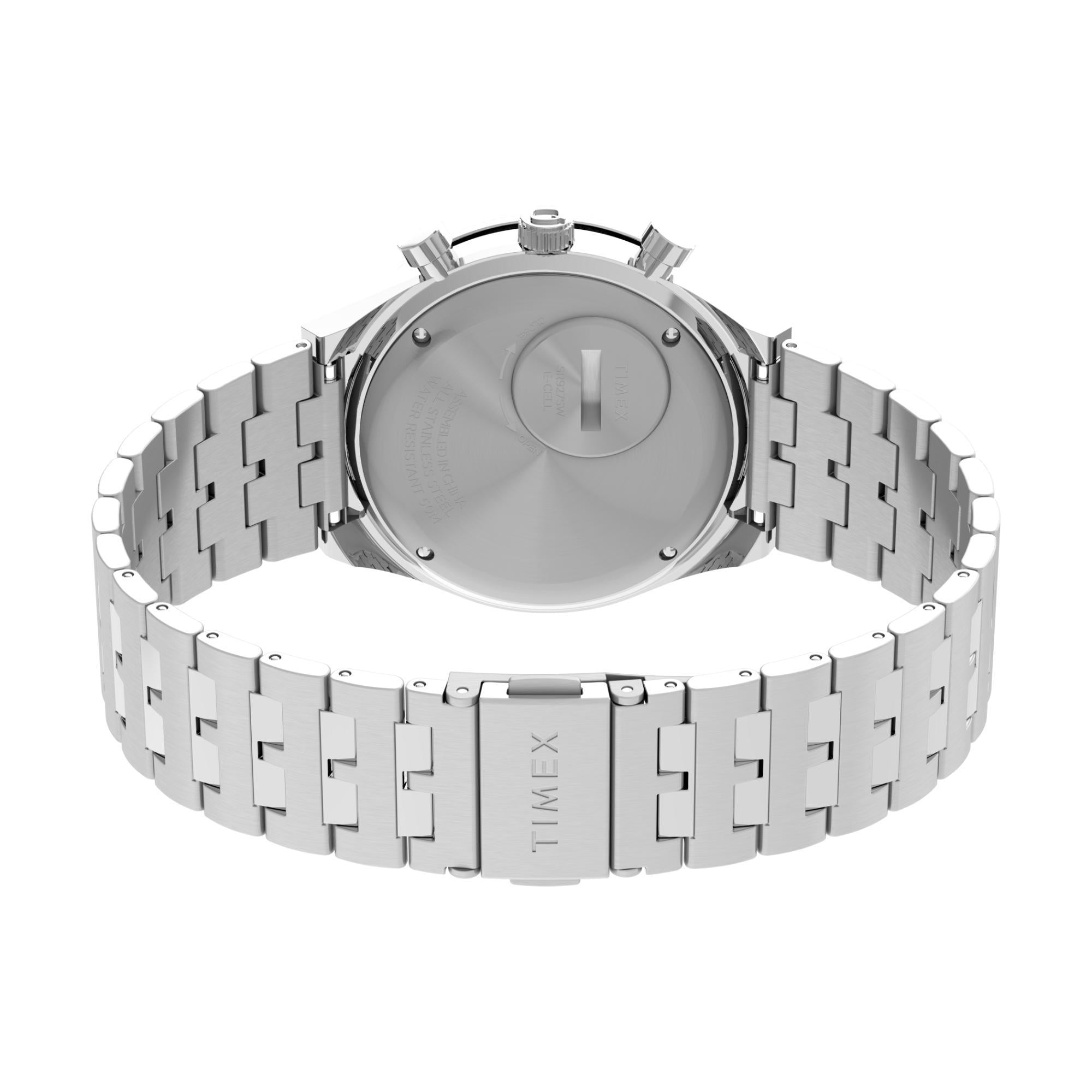 Timex Q Diver-Inspired Chrono Black Dial Steel Strap Men's Watch TW2V42600