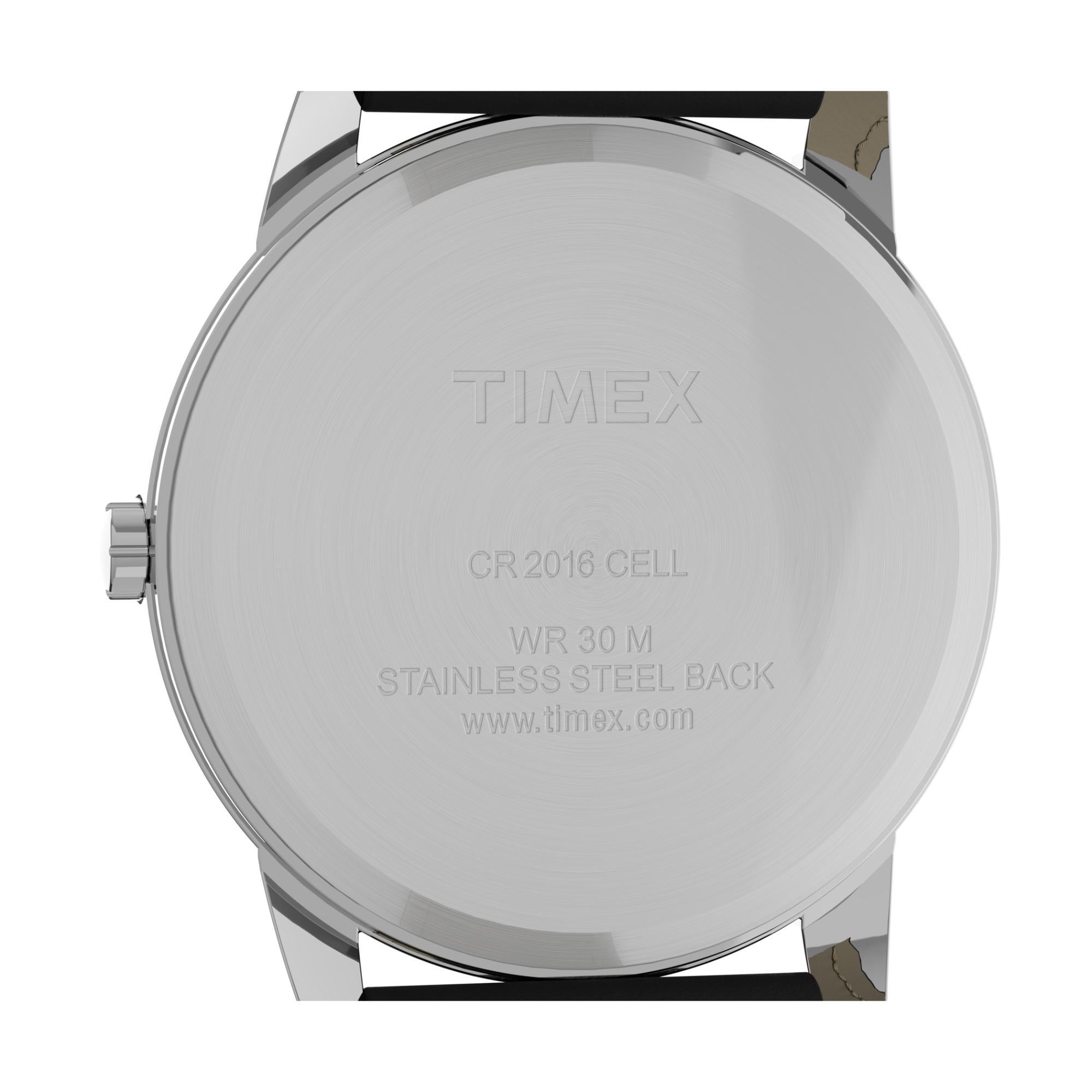 Timex White Dial Black Leather Strap Men's Watch T2H281