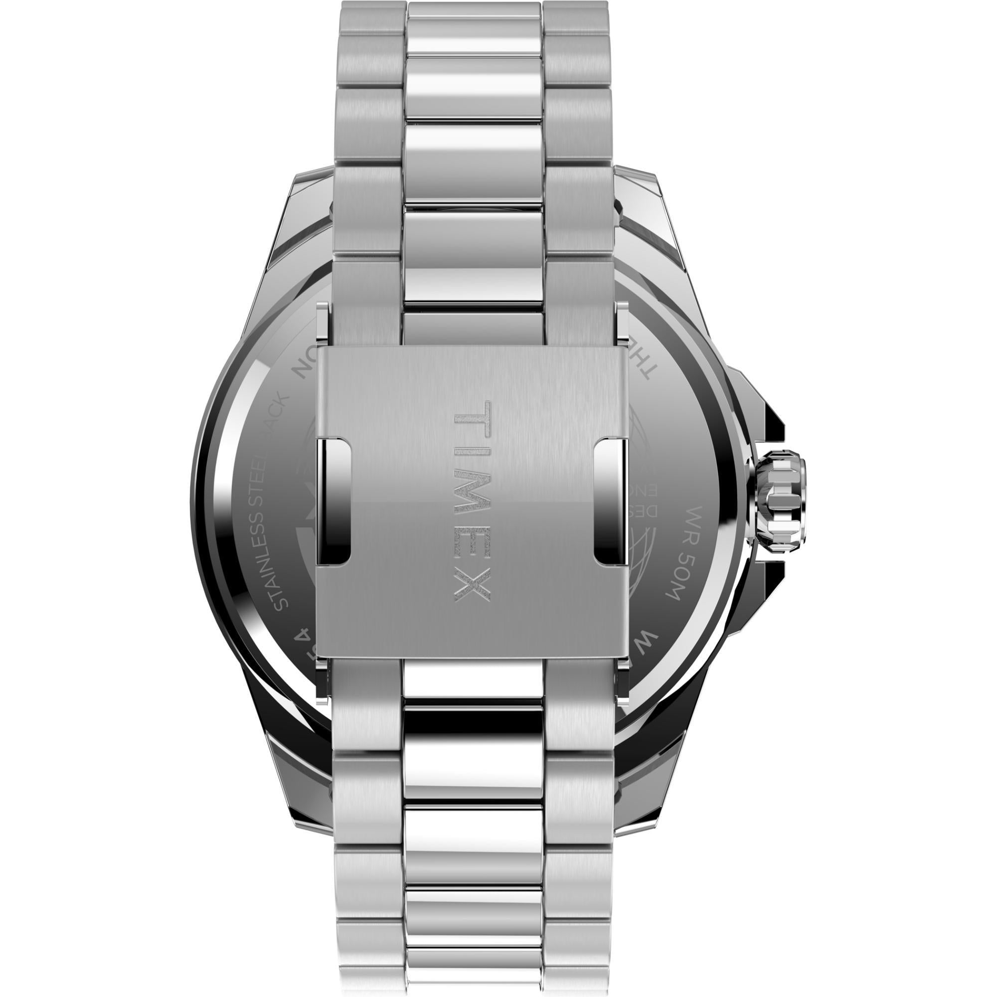 Timex Essex Ave Multifunction Silver-Tone Case Blue Dial with Stainless Steel Bracelet Men's Watch TW2V43300