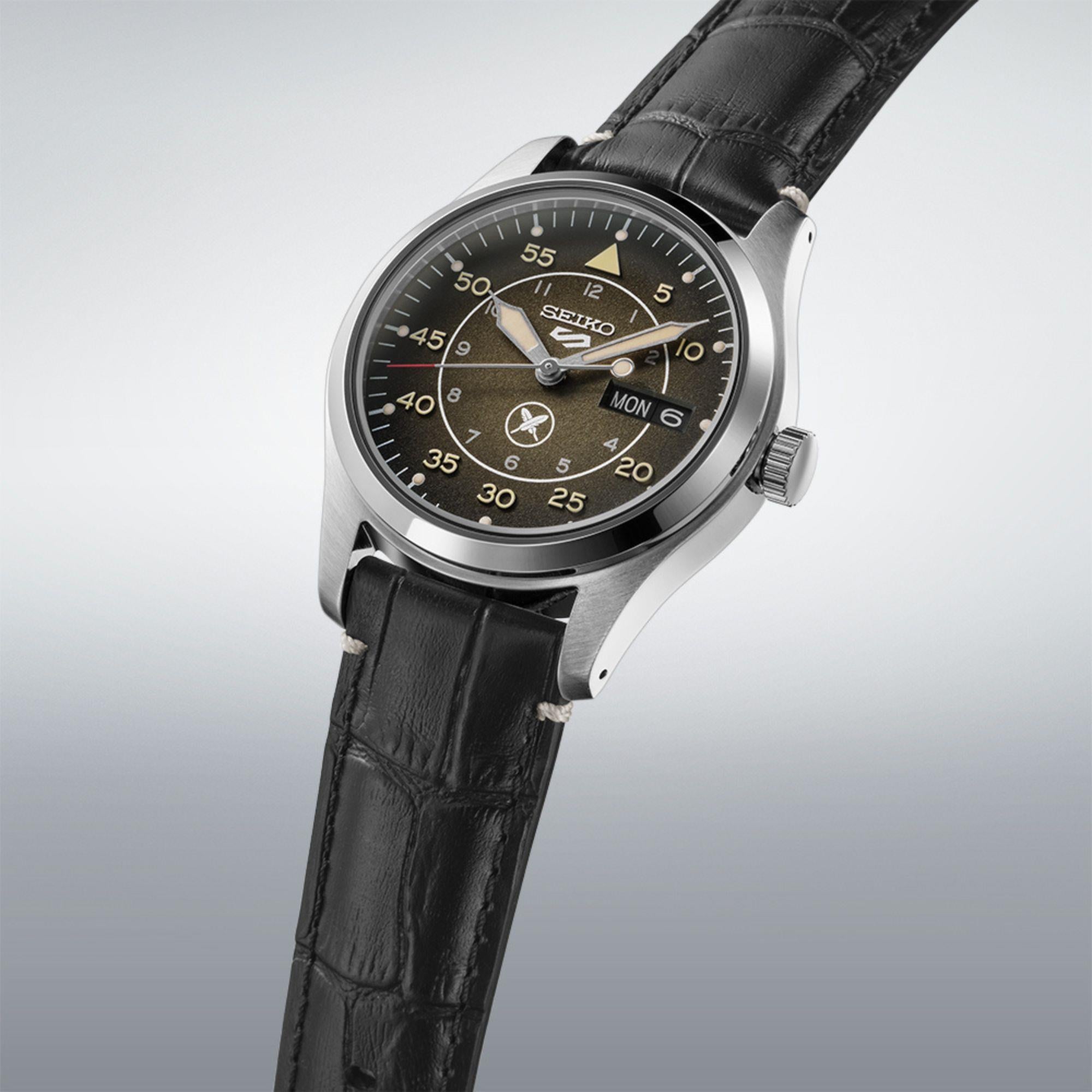 Seiko 5 Sports x Yuto Horigome Limited Edition IV Brown Dial Leather Strap Men's Watch SRPL31K1