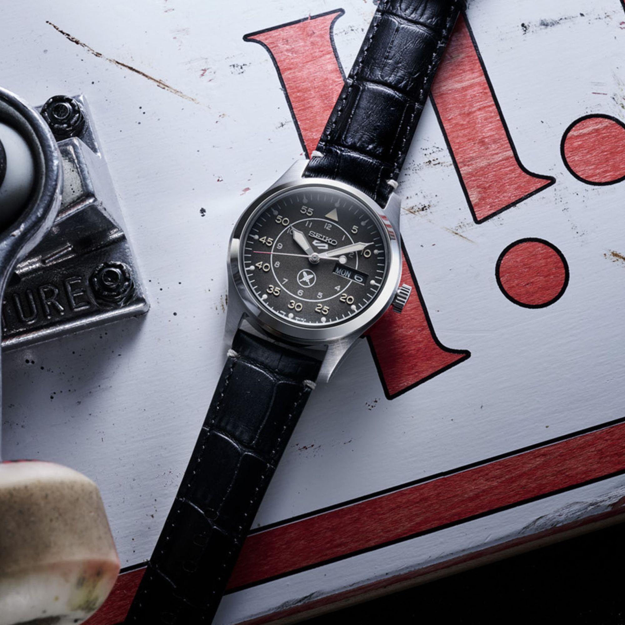 Seiko 5 Sports x Yuto Horigome Limited Edition IV Brown Dial Leather Strap Men's Watch SRPL31K1