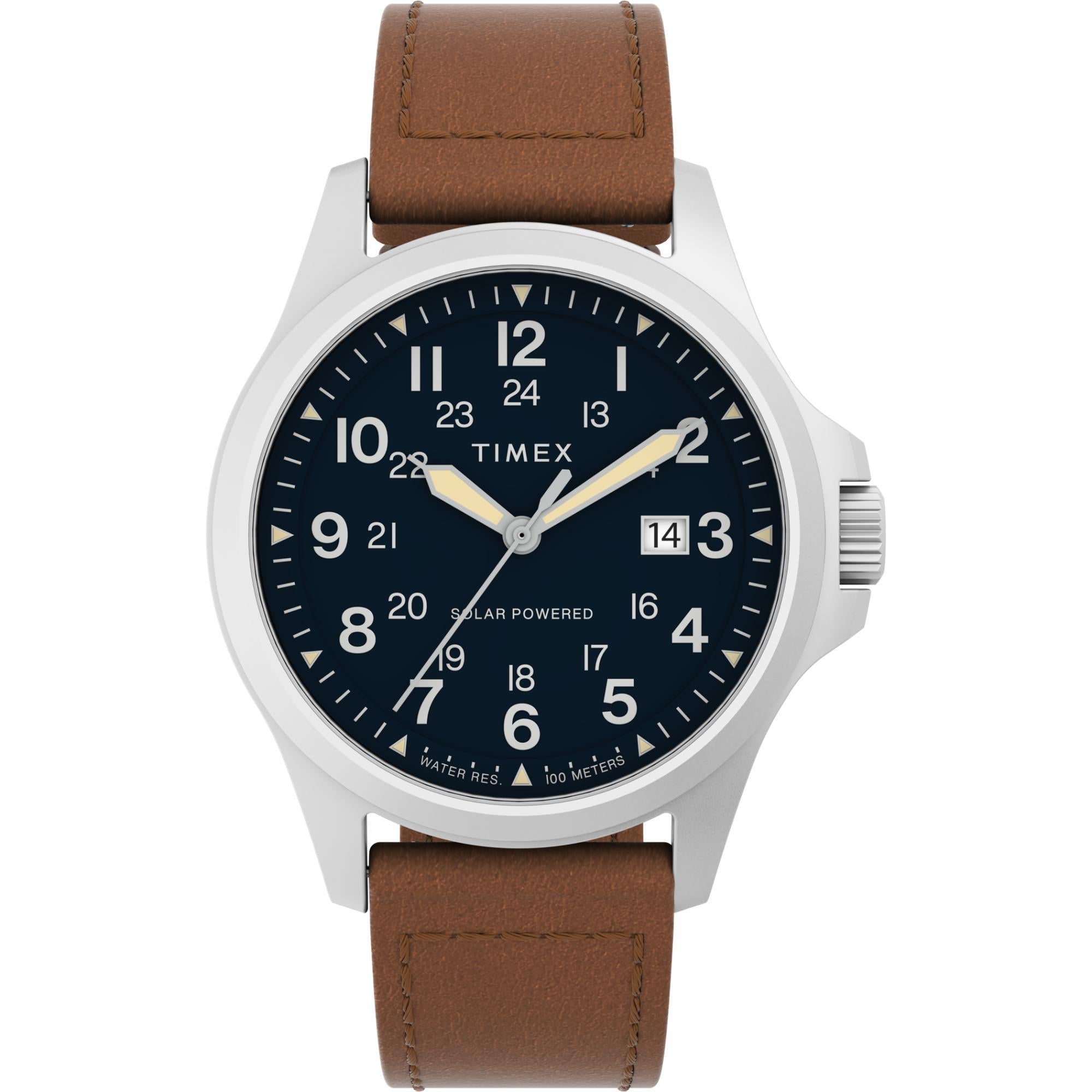 Timex Expedition North® Field Solar Blue Dial Men's Watch with Brown Leather Strap TW2V03600